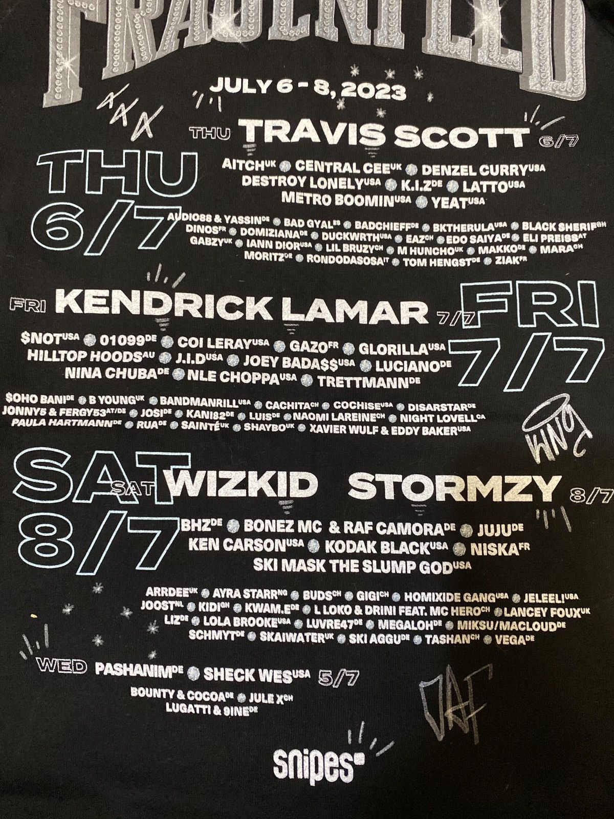Band Tees × Rap Tees × Snipes Open Air Frauenfeld 23 Kendrick Lamar Travis Scott T shirt Size US XL / EU 56 / 4 - 4 Thumbnail