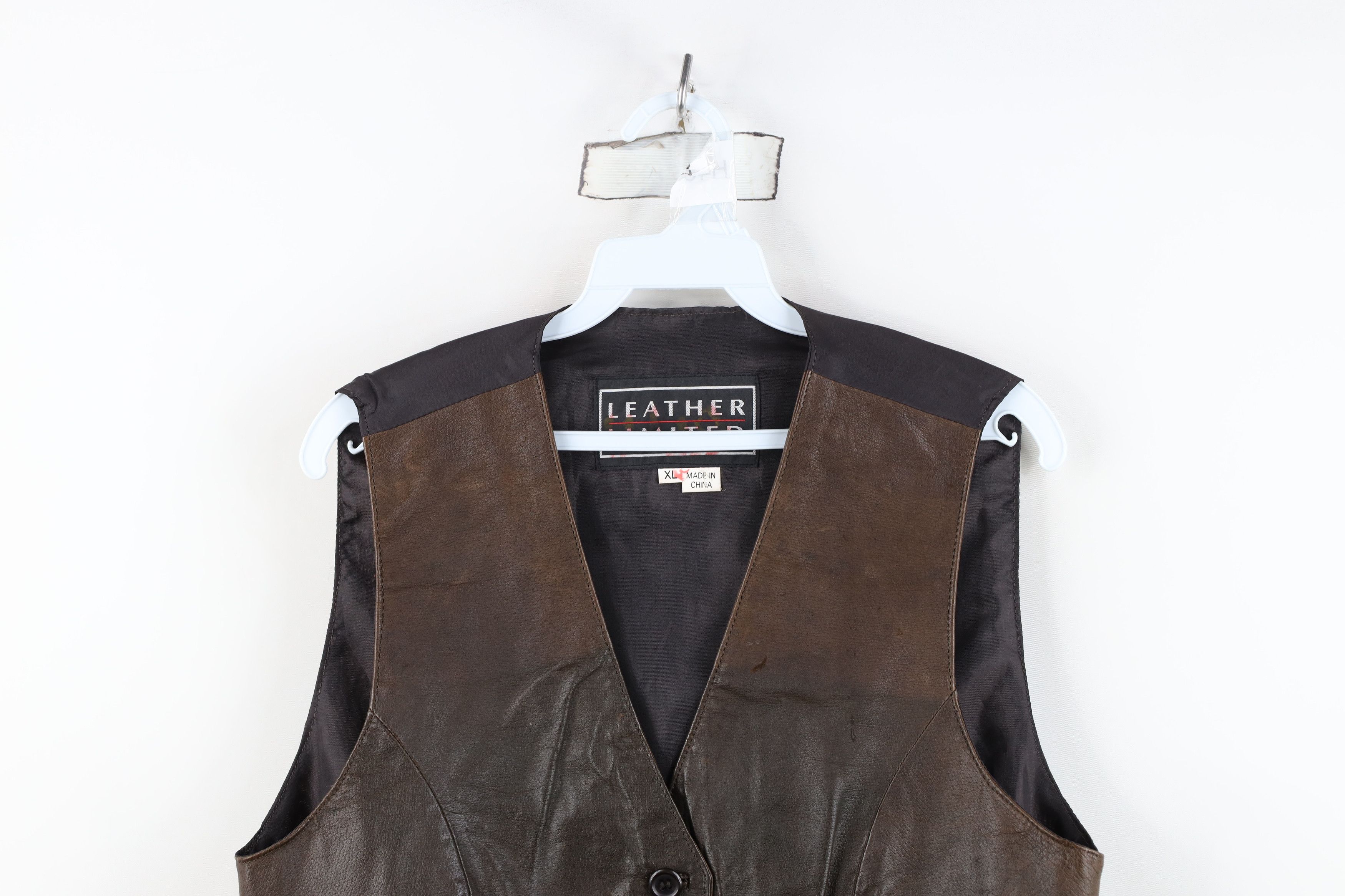 Vintage Vintage 90s Streetwear Buckle Back Leather Vest Jacket Brown Size XL / US 12-14 / IT 48-50 - 2 Thumbnail