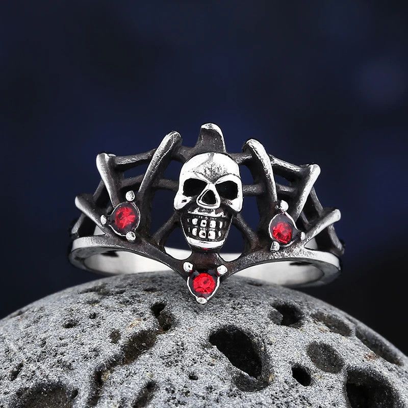 Jewelry × Vintage Skull With Red Stone Ring Size ONE SIZE - 1 Thumbnail