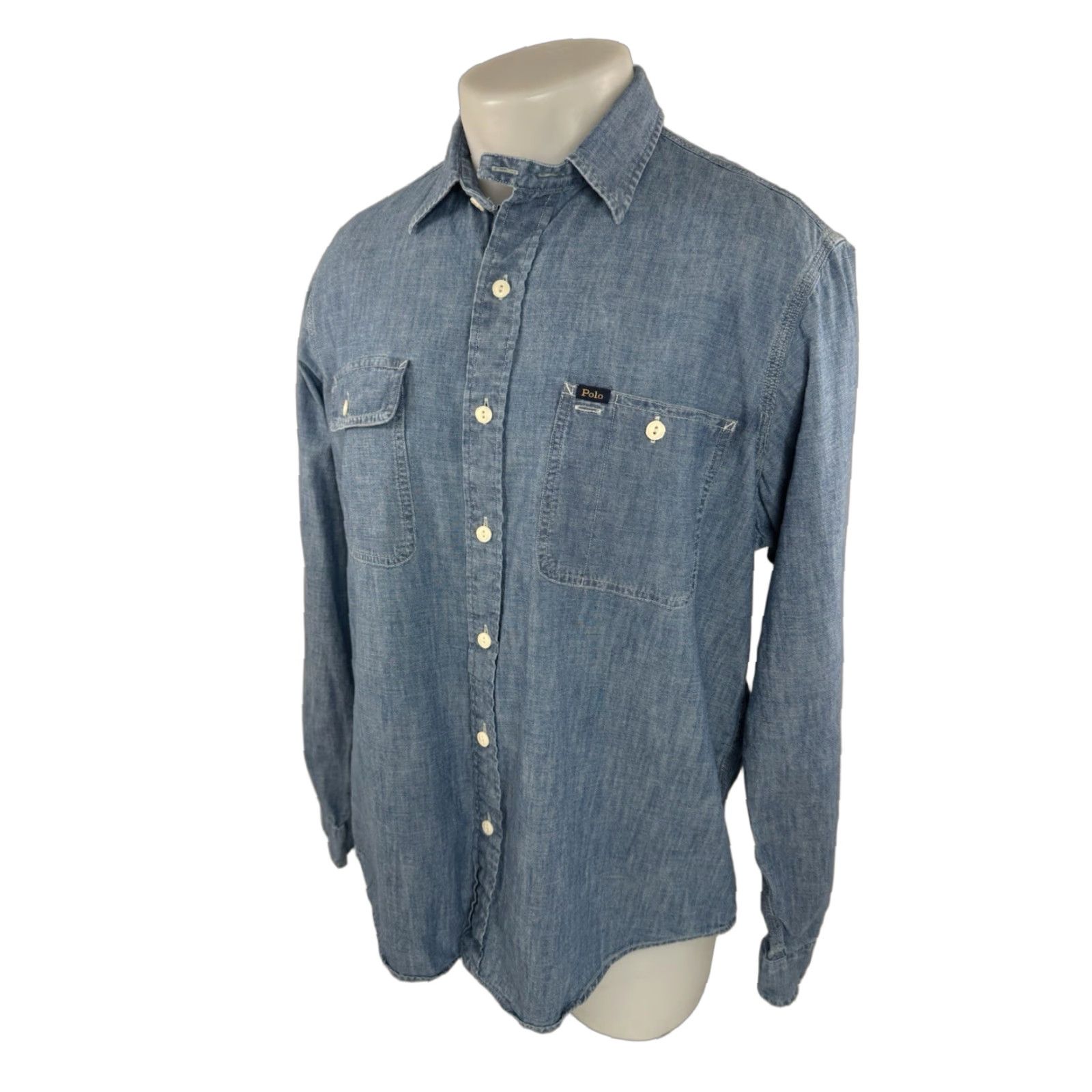 Polo Ralph Lauren POLO RALPH LAUREN Chambray Lightweight Denim Feel Shirt L Long Sleeve Button-Up Men Blue Size US L / EU 52-54 / 3 - 1 Thumbnail