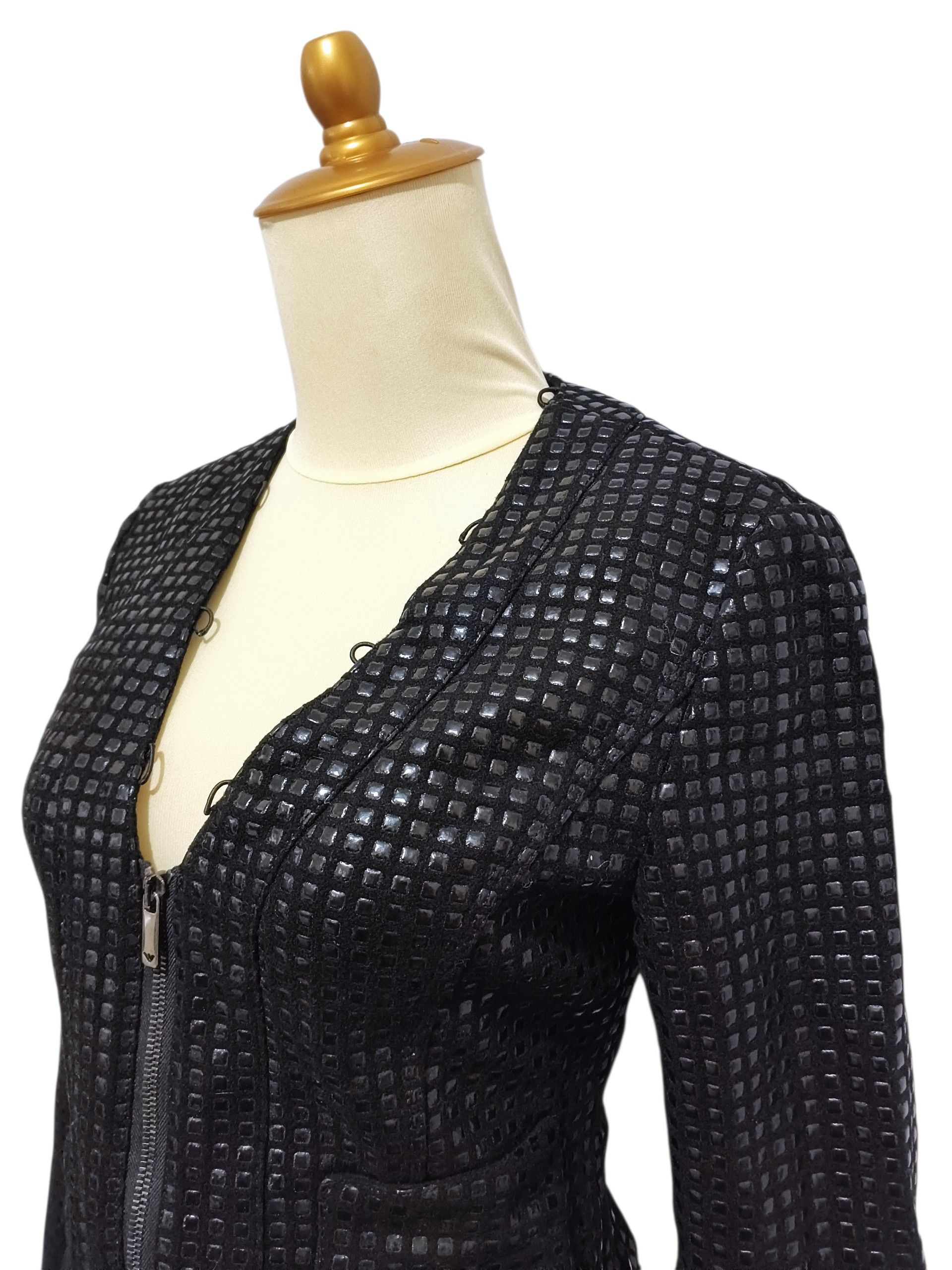 Emporio Armani Emporio Armani Y2K Structured Grid Pattern Cropped Jacket Size XS / US 0-2 / IT 36-38 - 3 Thumbnail