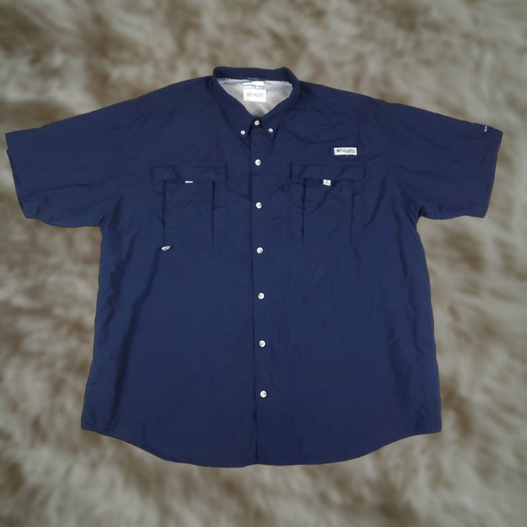 Vintage Columbia Shirt Mens 2XL Navy Blue Vented Fishing Button Up Short Sleeve Size US XXL / EU 58 / 5 - 1 Thumbnail