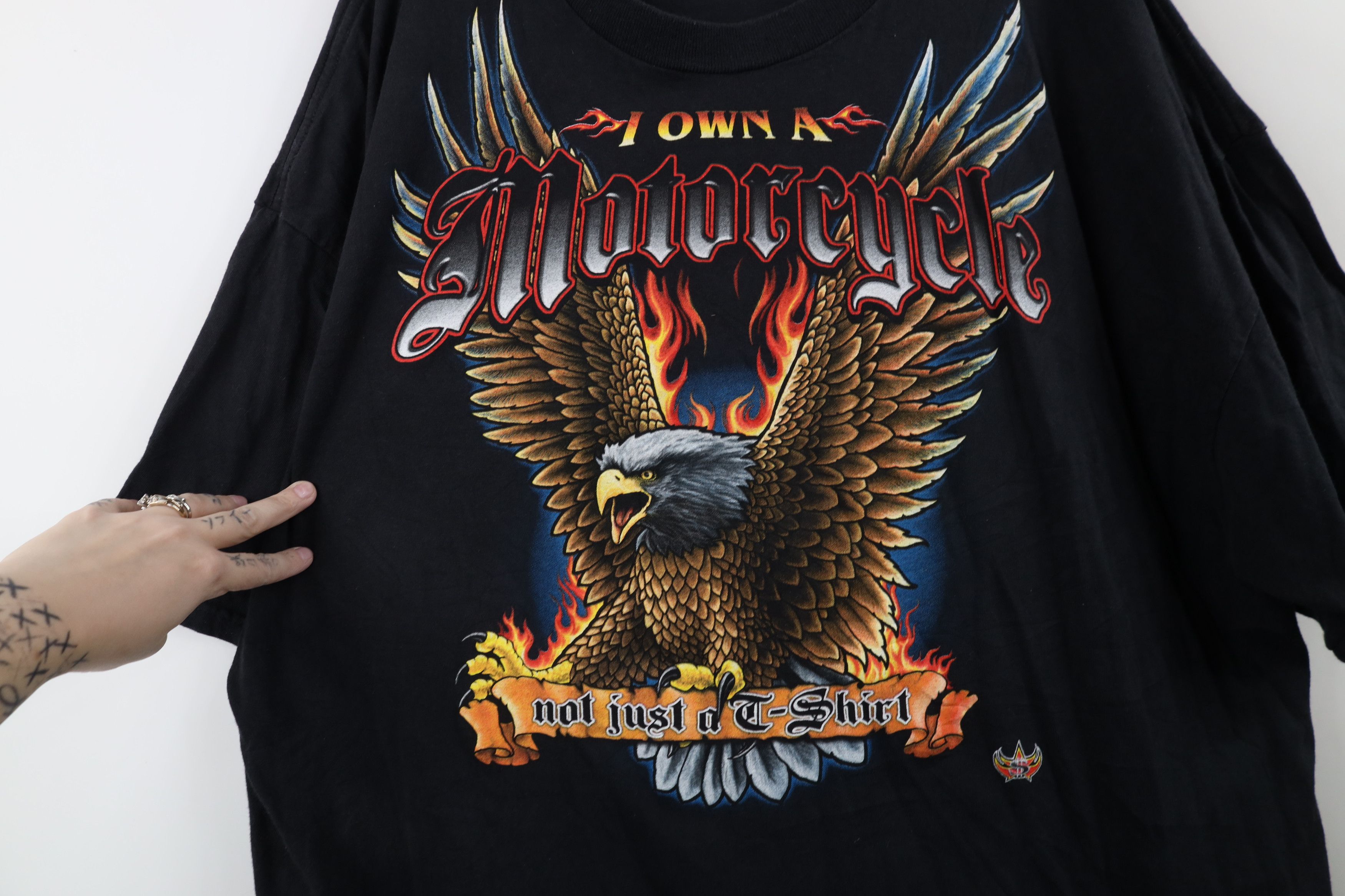 Vintage Vintage Y2K Streetwear Motorcycle Fire Flames T-Shirt Black Size US XXL / EU 58 / 5 - 4 Thumbnail