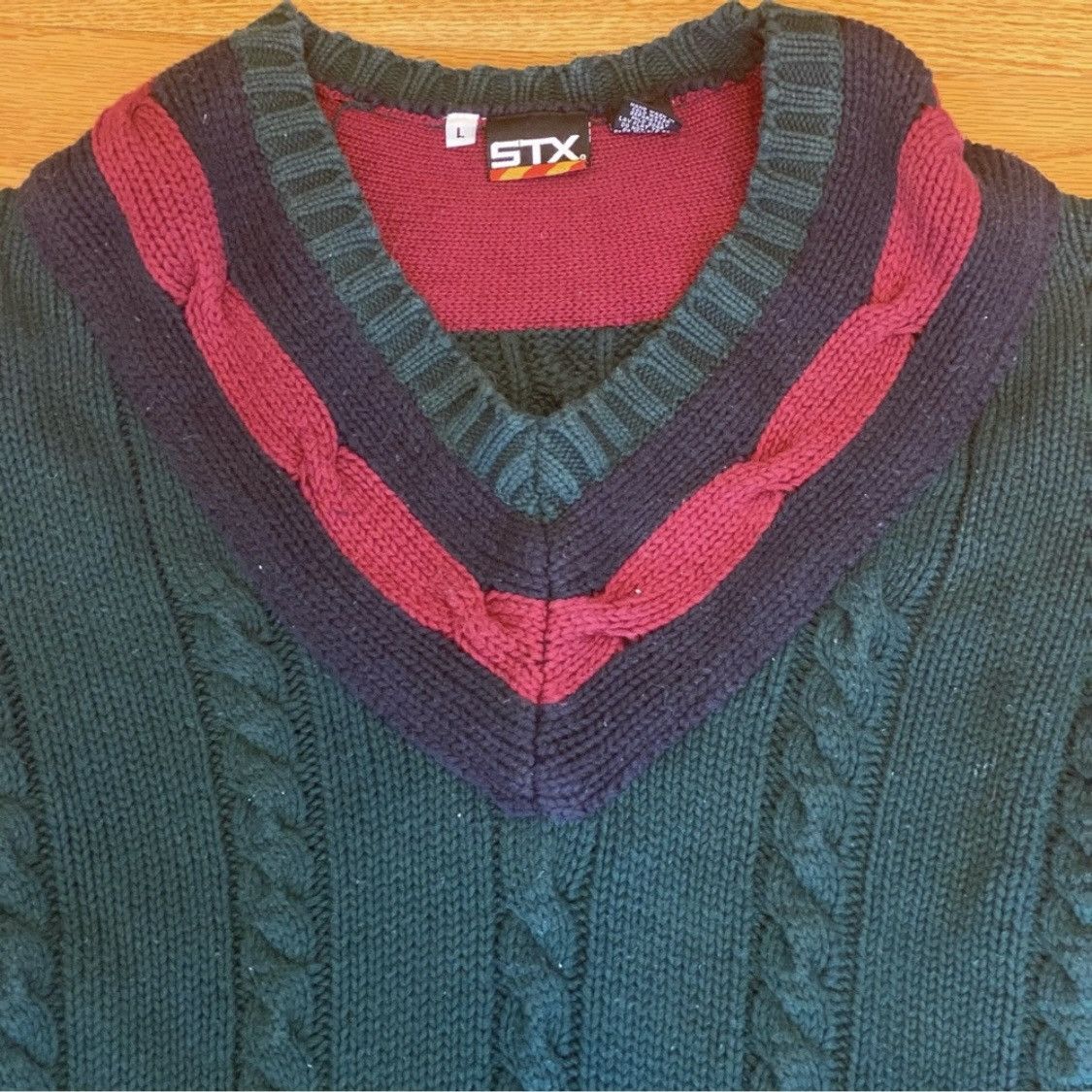 Vintage Vintage 80s Lacrosse LAX Cable Knit Prep School Sweater Size US L / EU 52-54 / 3 - 2 Thumbnail