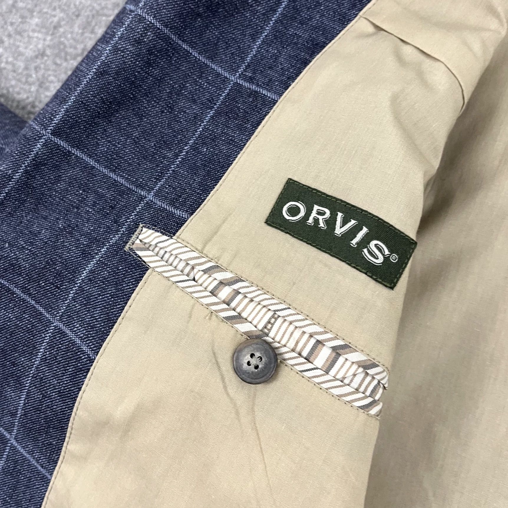 Orvis Orvis Blazer Mens 40R Blue Windowpane Plaid Linen Blend Sports Jacket Coat Size 40R - 2 Thumbnail