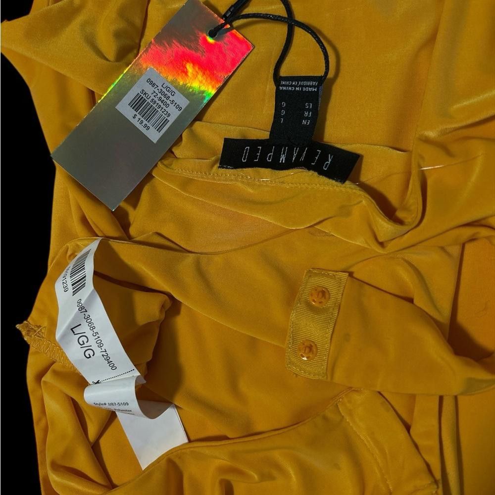 Designer BNWT ReVamped Mustard Yellow Bodysuit Size Large Size L / US 10 / IT 46 - 3 Thumbnail
