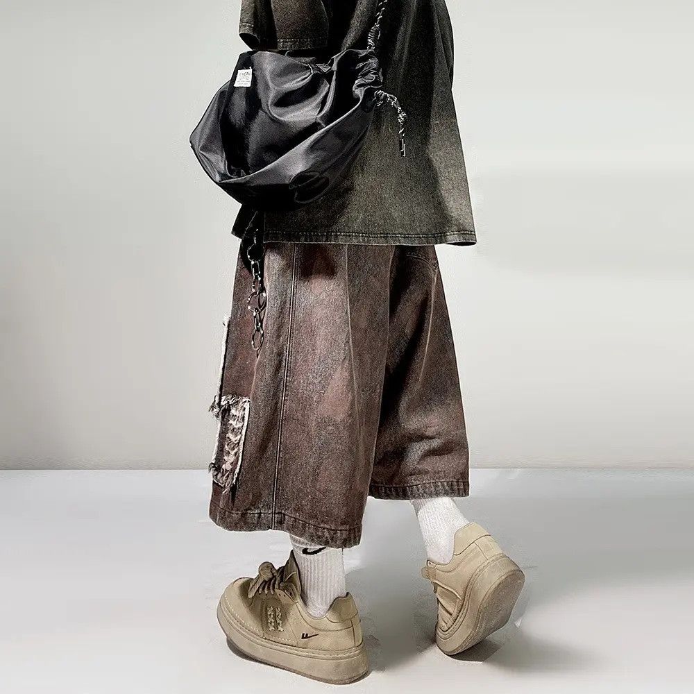 Japanese Brand × Jean Patchwork Brown Baggy Denim Jeans Size US 32 / EU 48 - 3 Thumbnail