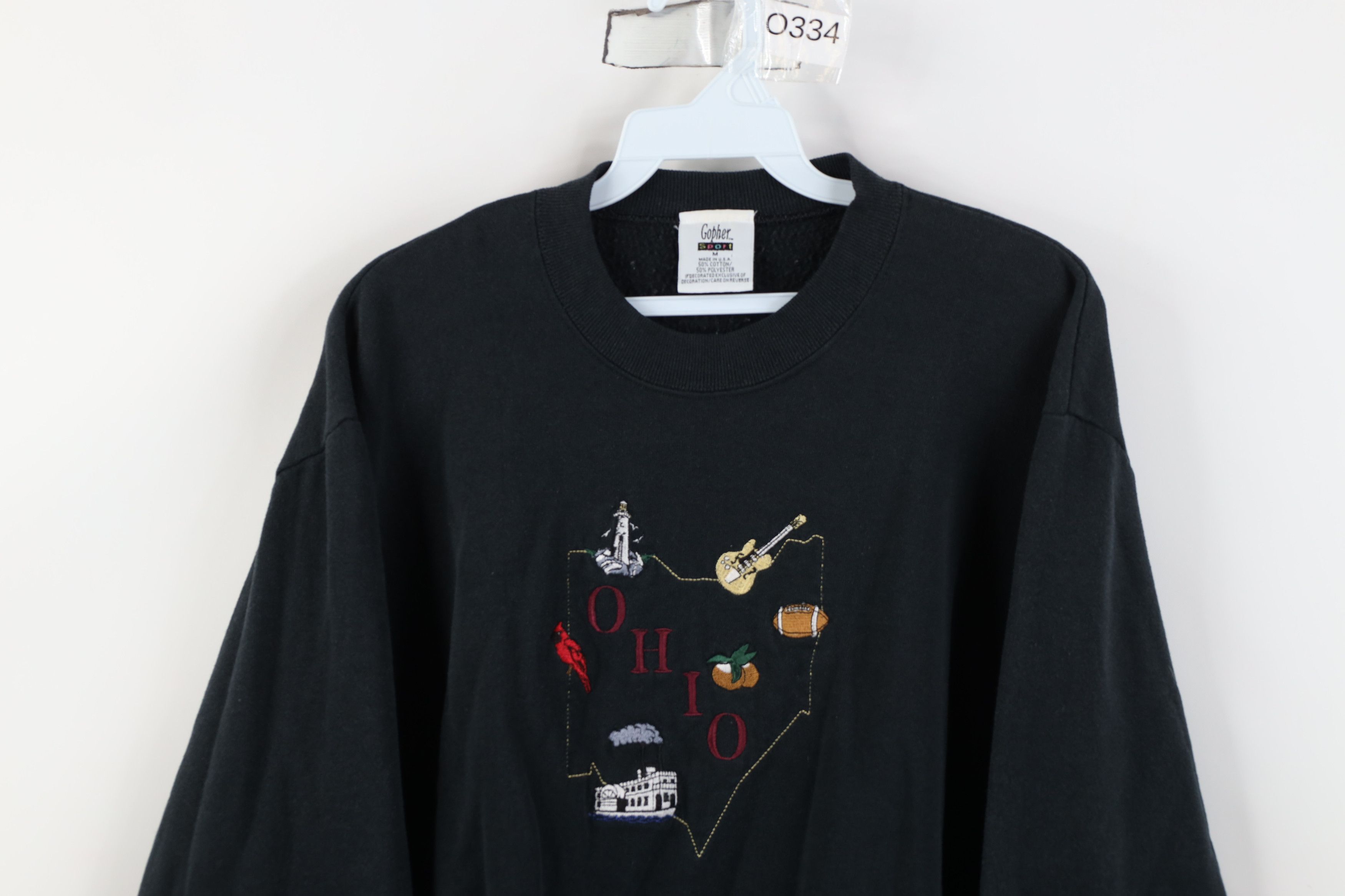 Vintage Vintage 90s State of Ohio Crewneck Sweatshirt Black USA Size M / US 6-8 / IT 42-44 - 2 Thumbnail