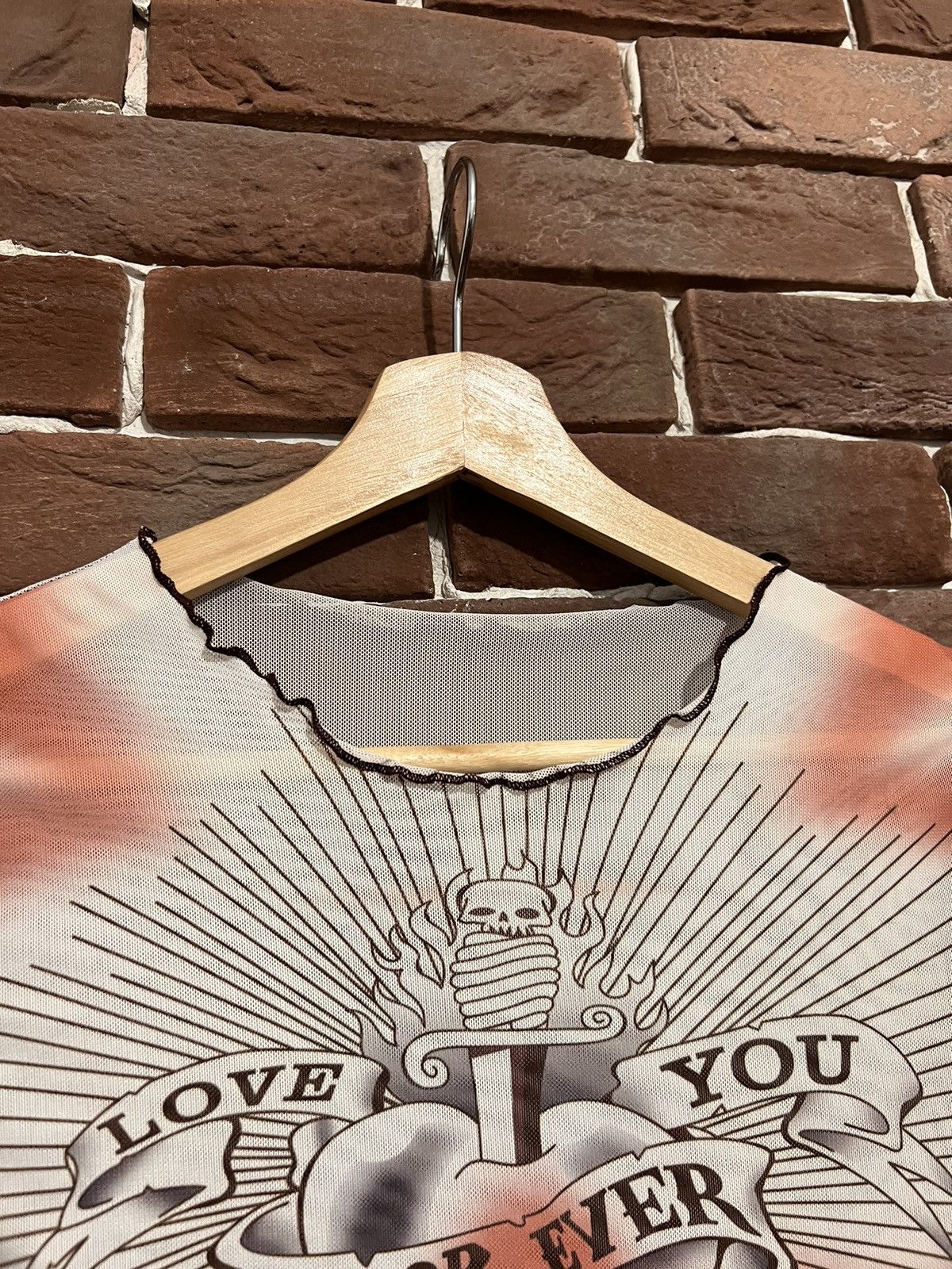 Japanese Brand × Vintage Mesh Longsleeve like JPG Love you forever Size US XS / EU 42 / 0 - 5 Thumbnail