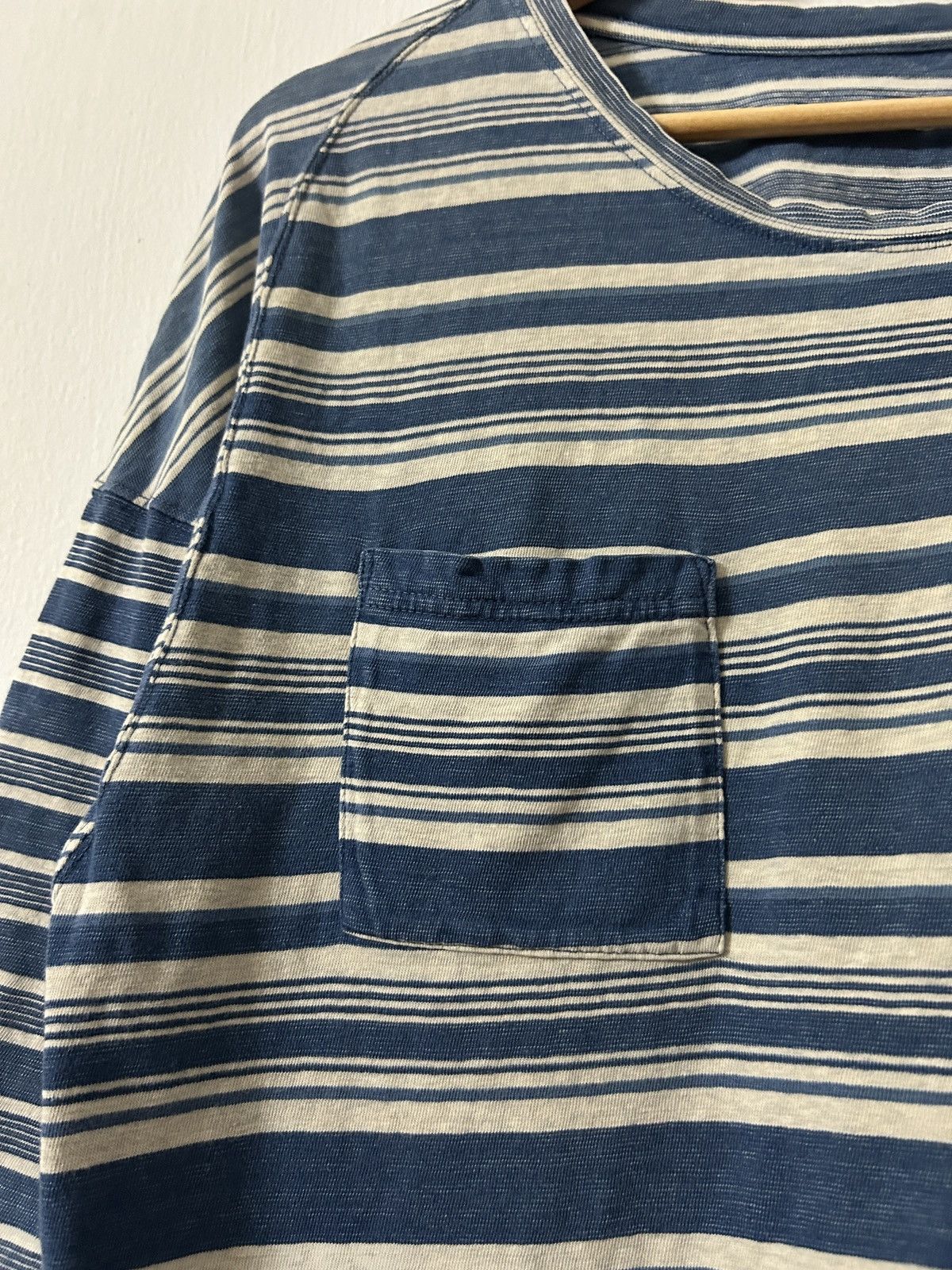 Japanese Brand Kapital 43 Indigo Stripe Longsleeve Baseball Shirt Size US M / EU 48-50 / 2 - 3 Thumbnail