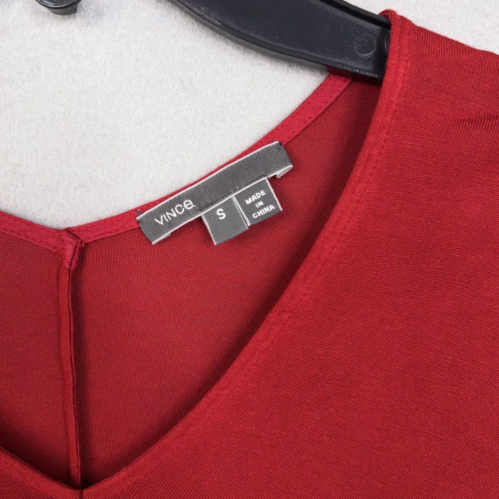 Vince Vince Shirt Womens Small Red 100% Viscose Dolman V Neck Tunic Top Casual Relaxed Shirt Size S / US 4 / IT 40 - 4 Thumbnail