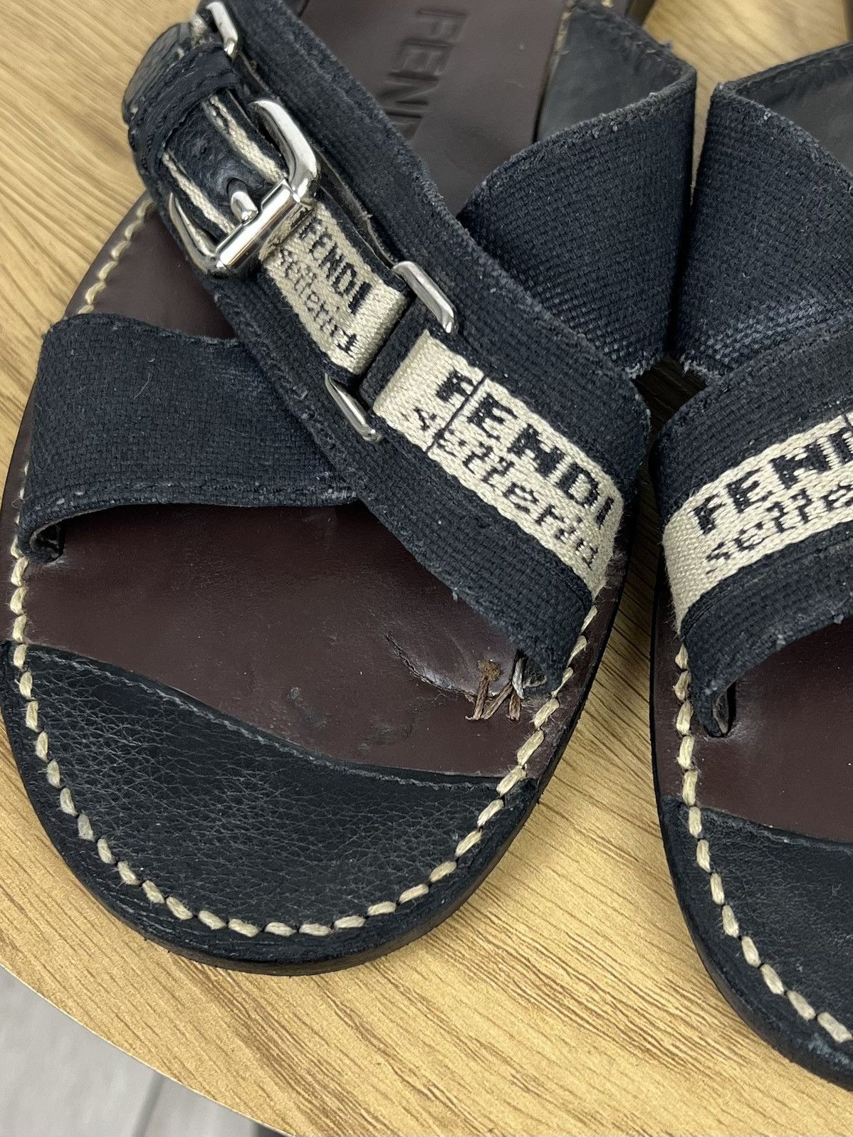 Fendi FENDI Sandals Leather Shoes Straps Black Logo Men’s Size US 9.5 / EU 42-43 - 7 Thumbnail