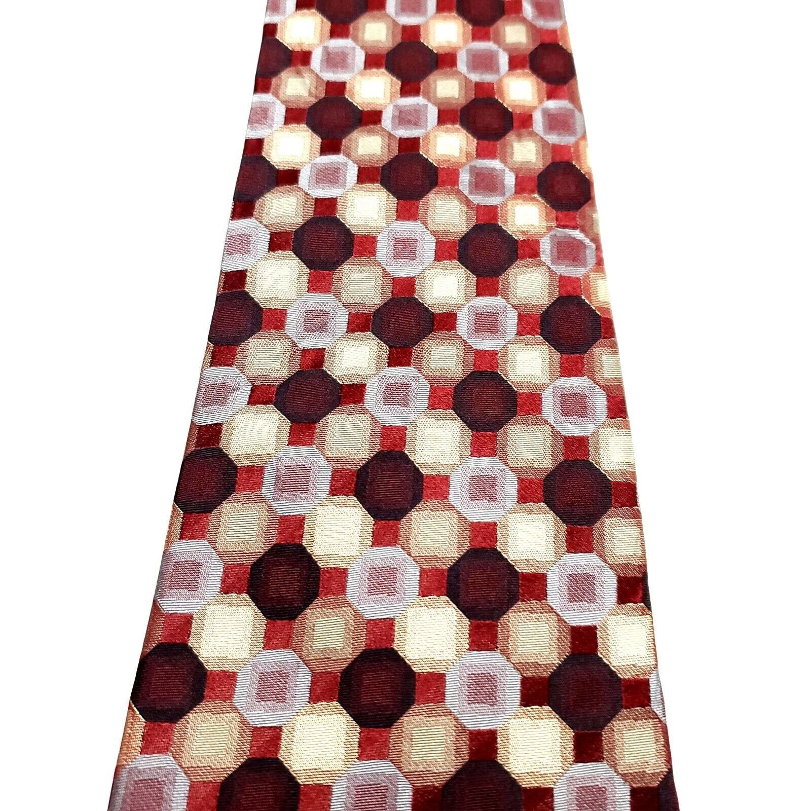 Van Heusen Van Heusen Silk Tie Woven Red Geometric Wide Size ONE SIZE - 2 Thumbnail