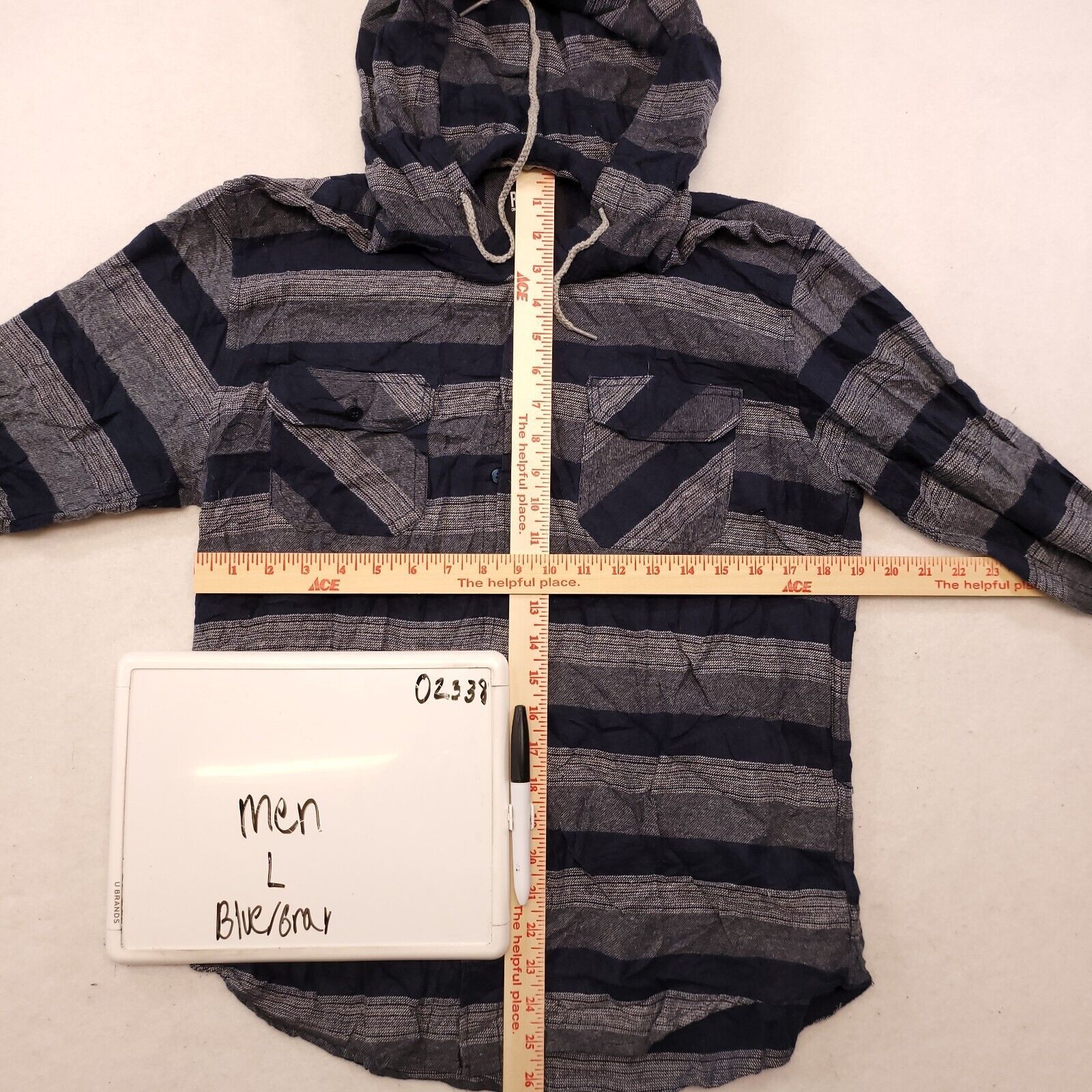 Rsq RSQ Casual Button Up Hoodie Mens Size Large L Blue Striped Size US L / EU 52-54 / 3 - 6 Thumbnail