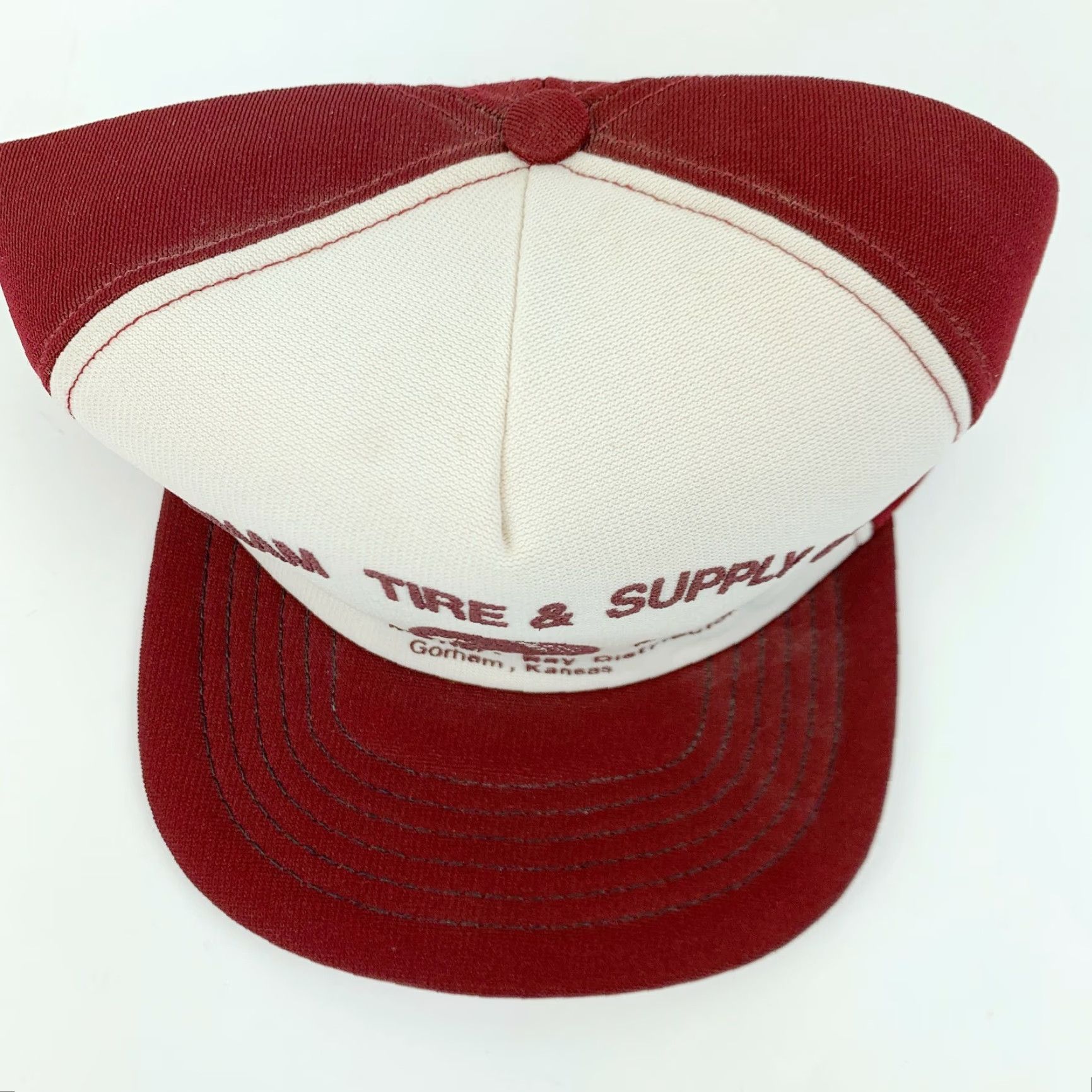 Vintage VINTAGE Gorham Tire Supply Kansas Snapback Trucker Hat Cap Burgundy Burgundy Snapback Trucker Cap Men’s/Womens? Size ONE SIZE - 4 Thumbnail