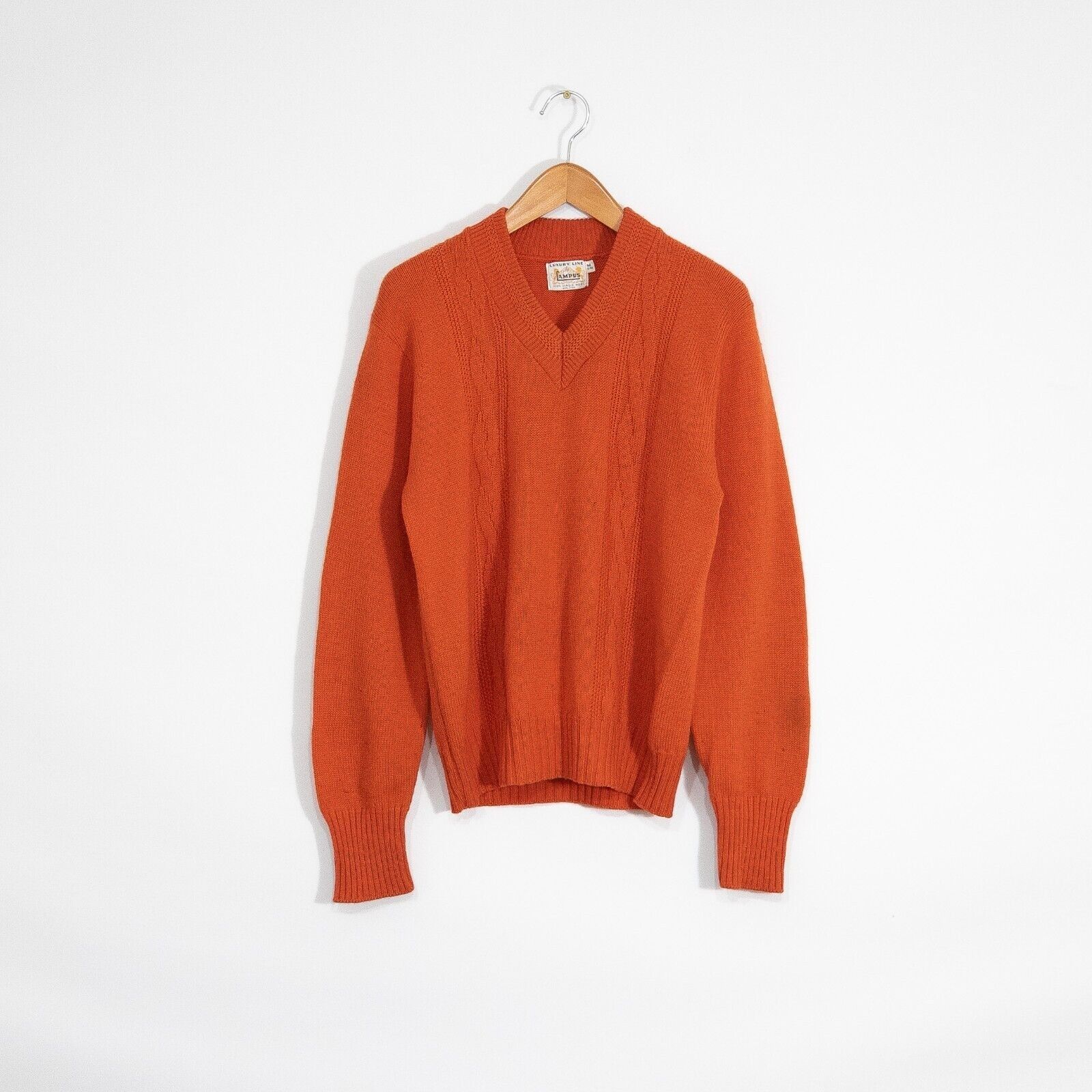 Vintage Vintage Campus Wool Cable Knit Sweater M - Distressed Preppy Size US M / EU 48-50 / 2 - 1 Thumbnail