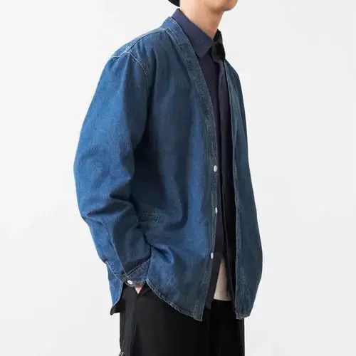 Japanese Brand New SS22 Stylish Cardigan Kimono Noragi Denim Jacket Size US XL / EU 56 / 4 - 4 Thumbnail