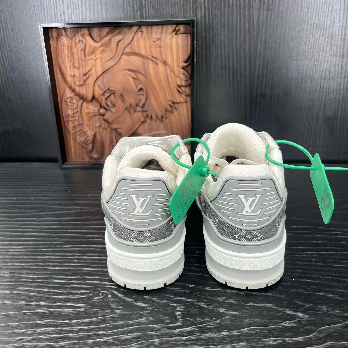Louis Vuitton LV Trainer New Gray White Denim 36 Size US 5.5 / IT 35.5 - 6 Thumbnail