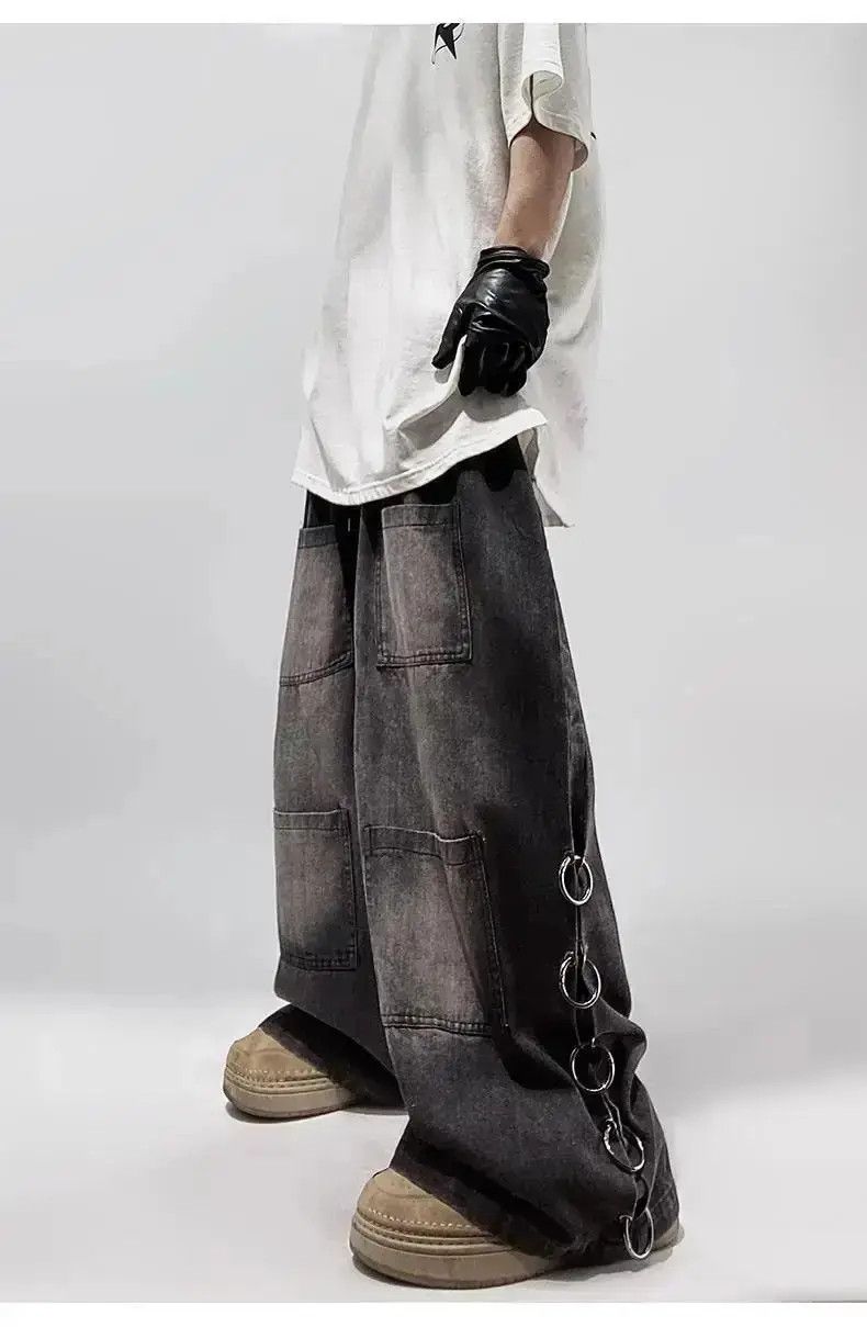 Japanese Brand Hip Hop Iron Ring Wide Leg Jeans Size US 32 / EU 48 - 6 Thumbnail