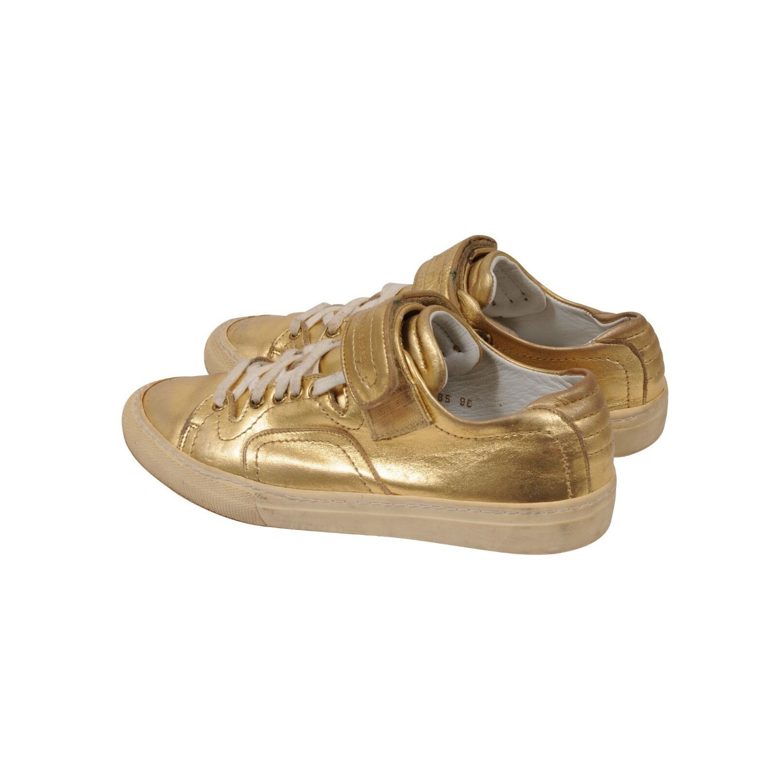 Pierre Hardy Low Top Strap Sneakers Gold Leather Size US 8 / IT 38 - 6 Thumbnail