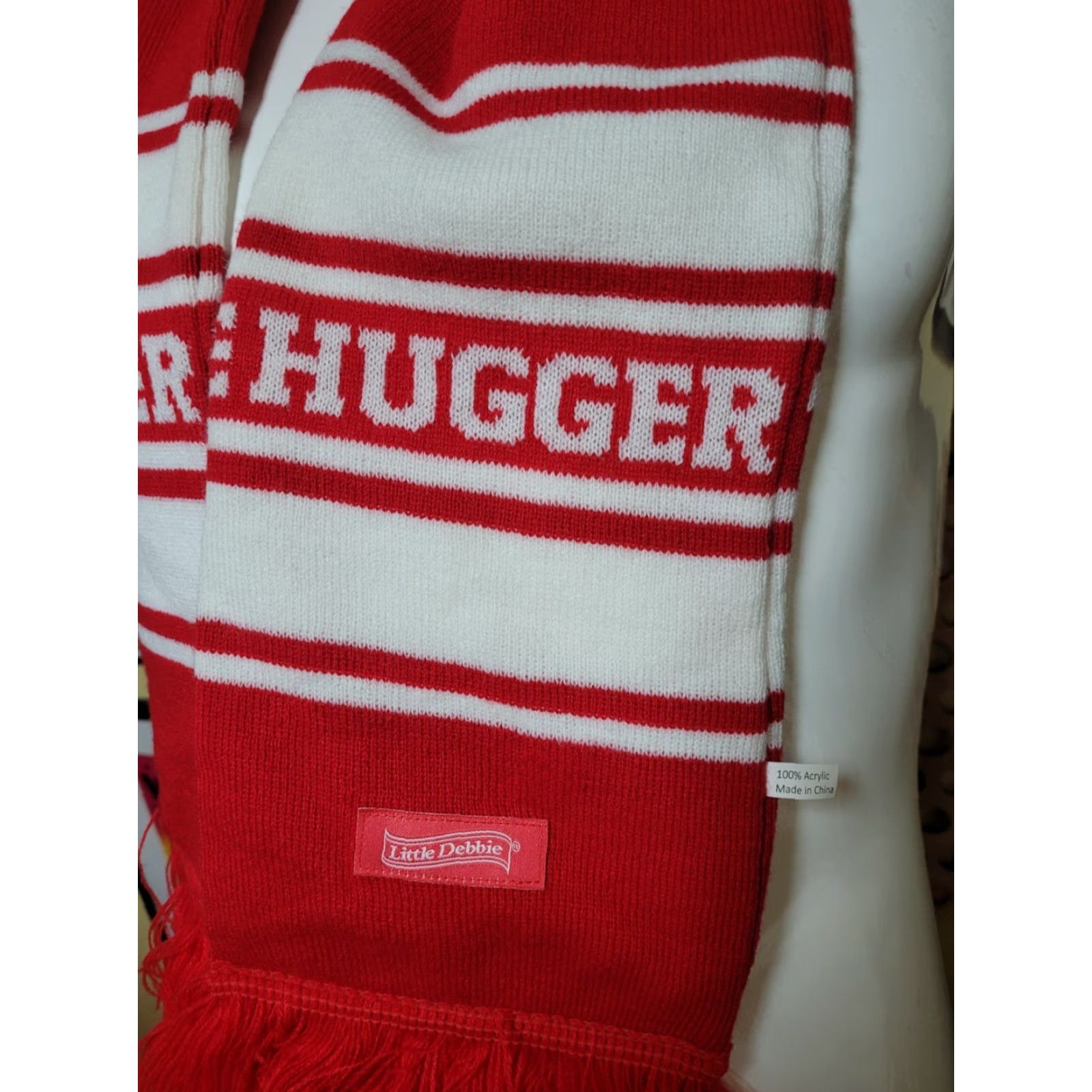 Vintage LITTLE DEBBIE Scarf Red White Stripe Women Rectangle Scarf Christmas Holiday Logo USA Geek Food Snack Cakes Mens Women Girls Boys Size ONE SIZE - 2 Thumbnail