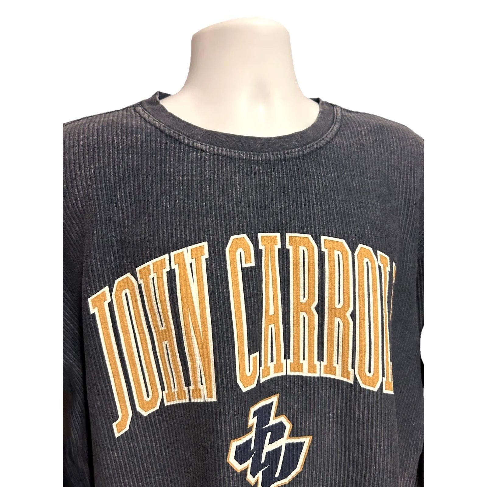 Vintage John Carroll University Pullover Ribbed Corduroy Sweatshirt Adult 2XL Navy Blue Size US XXL / EU 58 / 5 - 5 Thumbnail