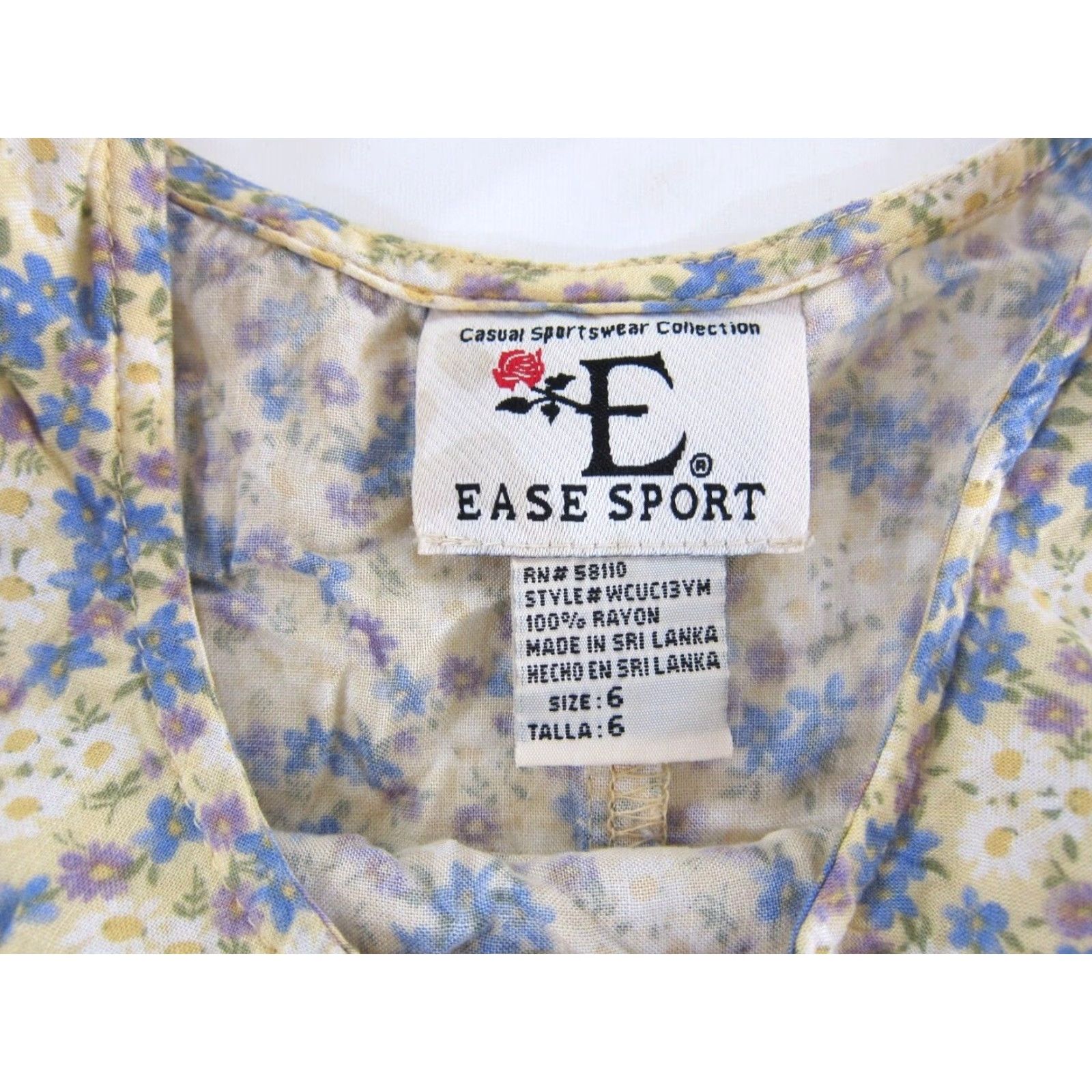 Vintage VINTAGE Ease Sport Maxi Dress Sleeveless Floral 100% Rayon Yellow Blue 6 Women Size M / US 6-8 / IT 42-44 - 3 Thumbnail