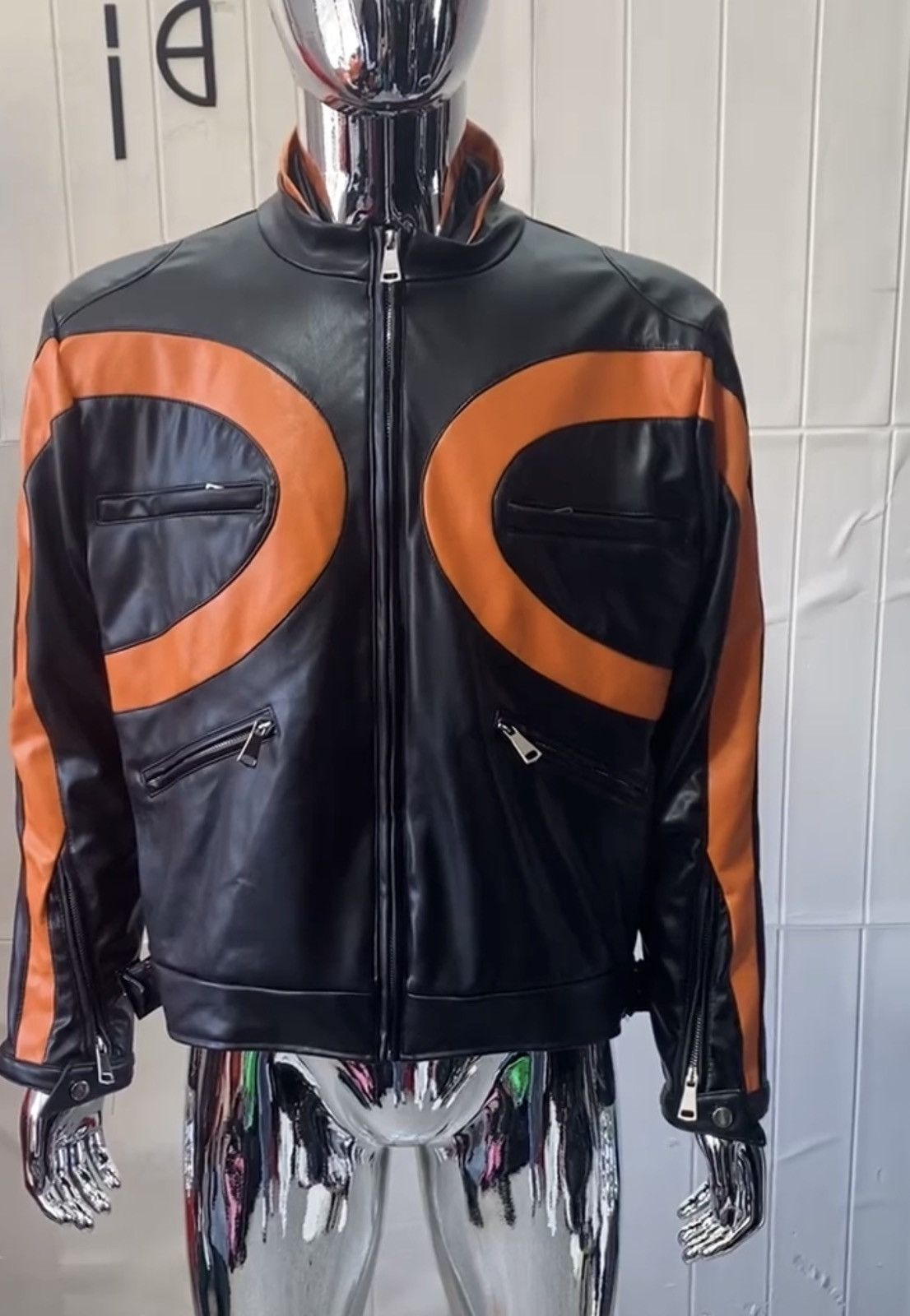 Other Motorcycle Orange and Black PU Leather Zip Up Jacket Size US L / EU 52-54 / 3 - 1 Thumbnail