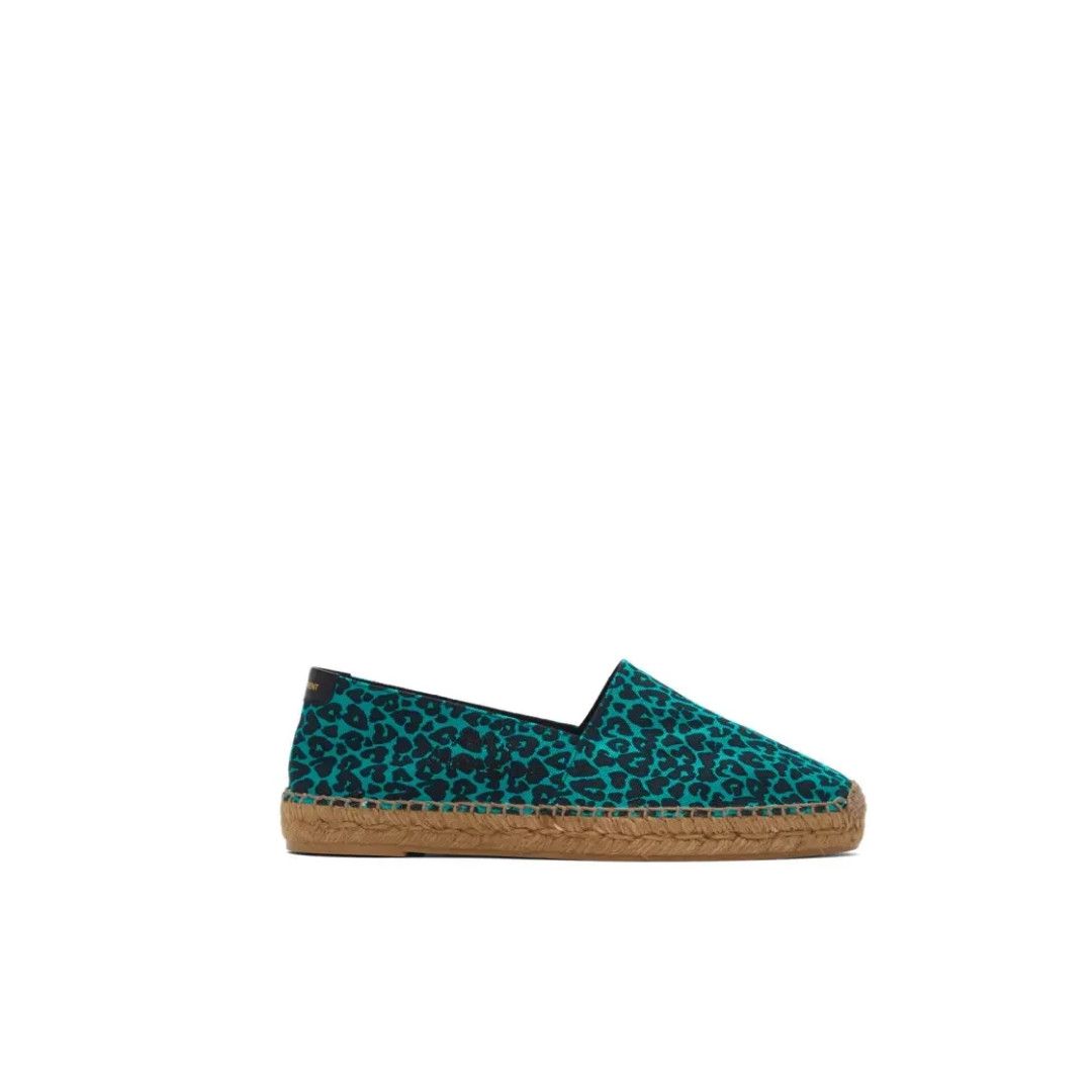 Saint Laurent Paris o1s1wg111224 Babycat-Print Embroidered Espadrilles Blue Size US 9 / IT 39 - 1 Thumbnail