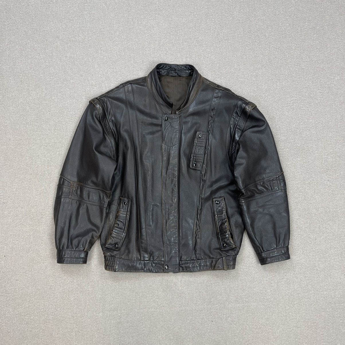 Leather × Vintage VINTAGE GENUINE LEATHER 2in1 BROWN BOMBER JACKET + VEST Size US L / EU 52-54 / 3 - 1 Thumbnail