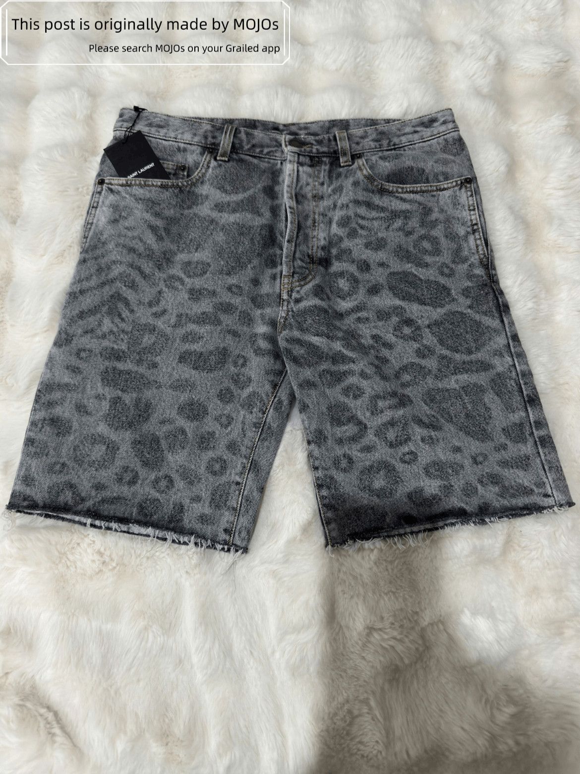 Saint Laurent Paris Saint Laurent Paris Leopard Pattern Distressed Denim Shorts Size US 31 - 1 Thumbnail