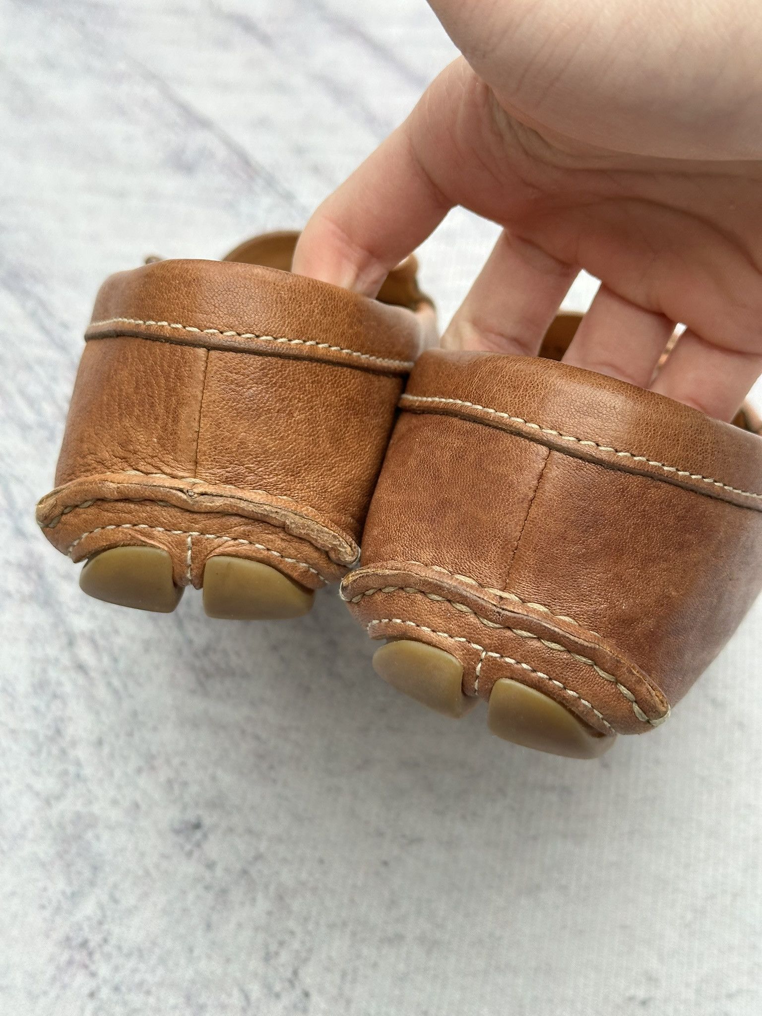 Prada Prada Slip On Loafers Brown Saffiano Leather Logo Size US 7 / IT 37 - 8 Thumbnail