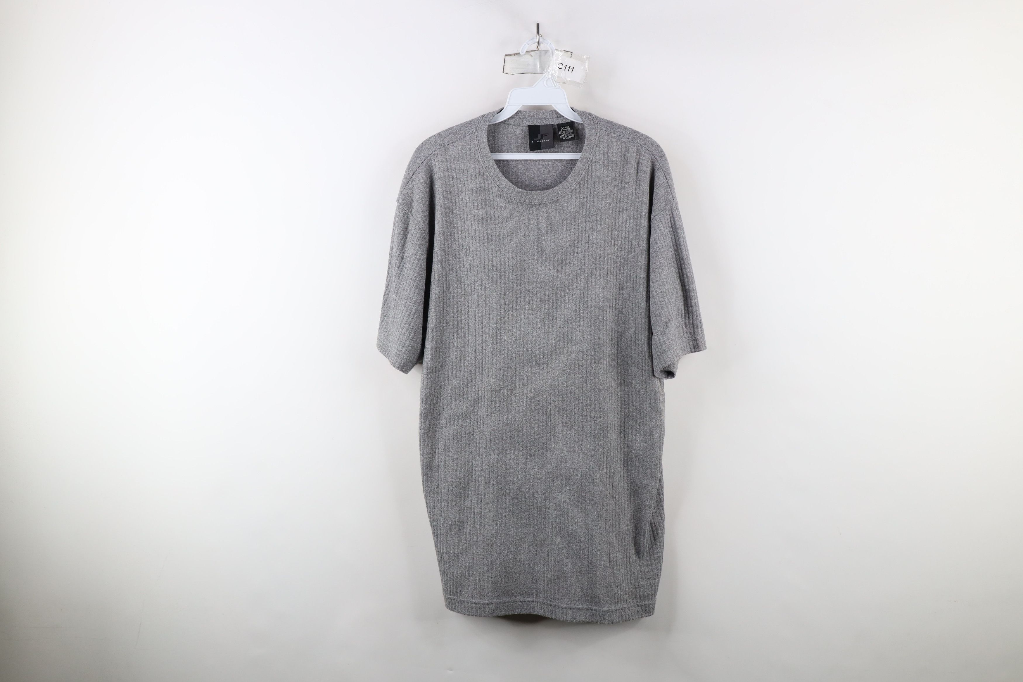 Vintage Vintage 90s Streetwear Ribbed Knit Short Sleeve T-Shirt Size US L / EU 52-54 / 3 - 1 Thumbnail