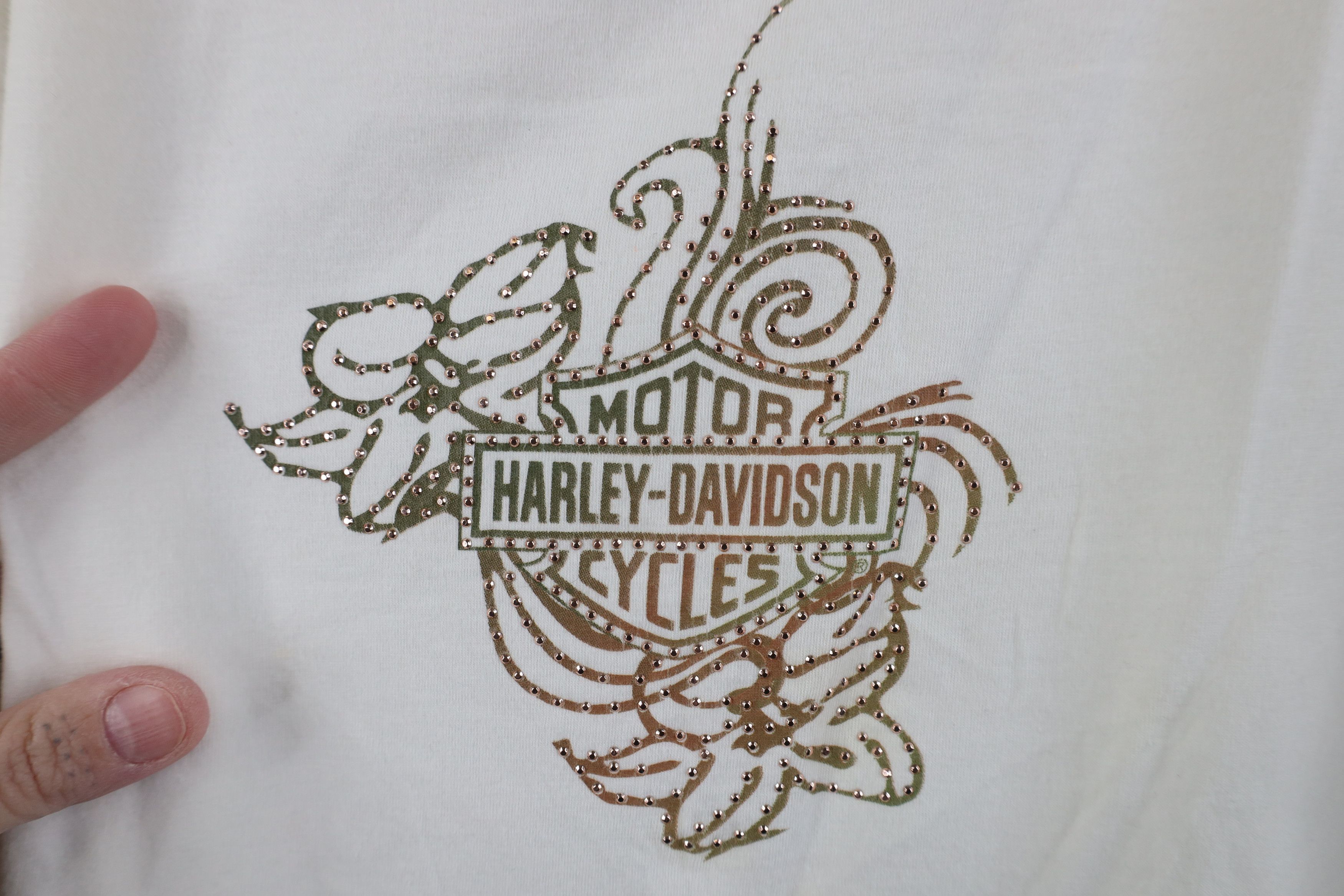 Harley Davidson Vintage Y2K Harley Davidson Rhinestone Flower Tribal T-Shirt Size XXL / US 16-18 / IT 52-54 - 4 Thumbnail