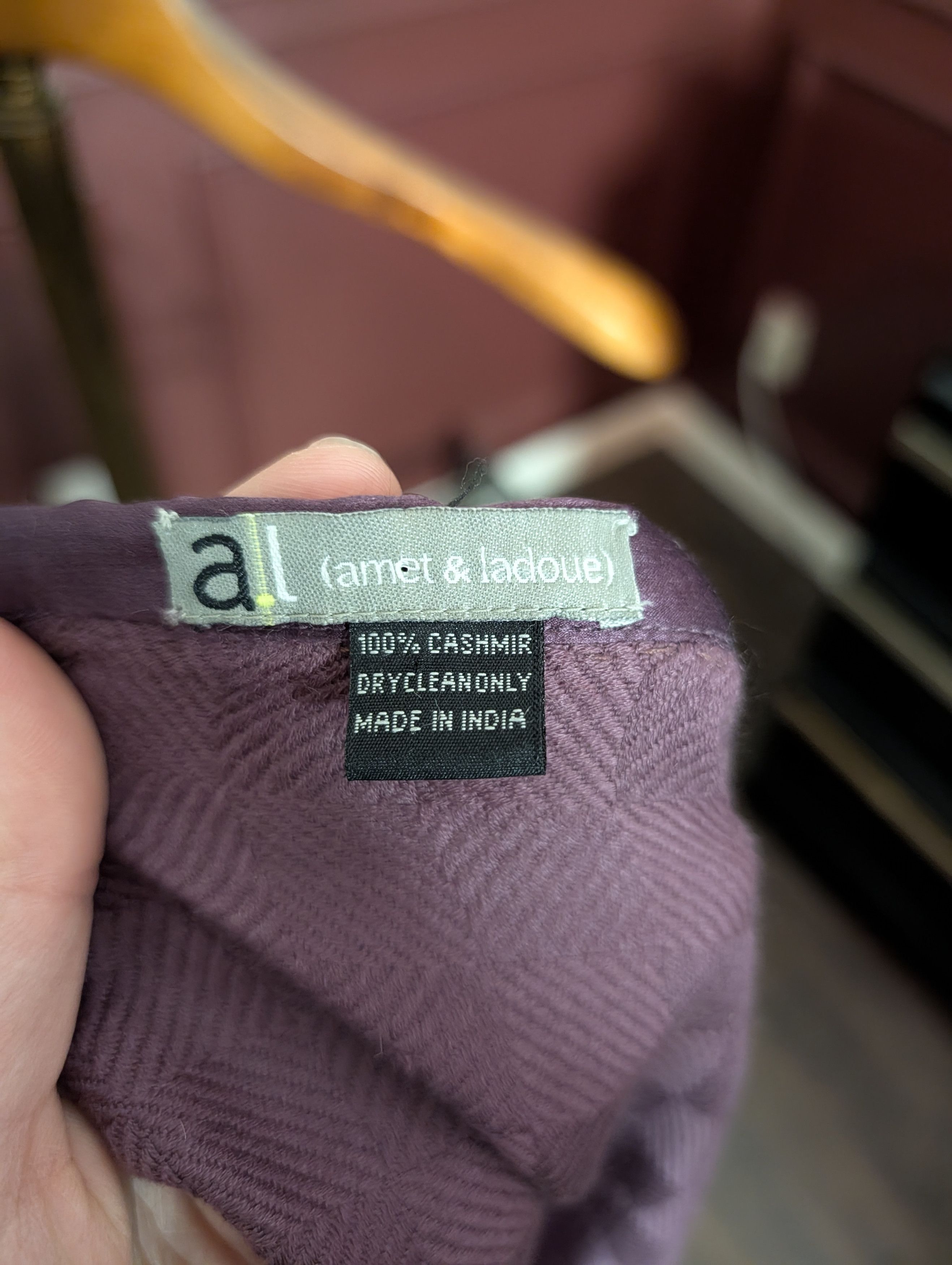 Other AMET & LADOUE pure cashmere checkered wine purple scarf Size ONE SIZE - 5 Thumbnail