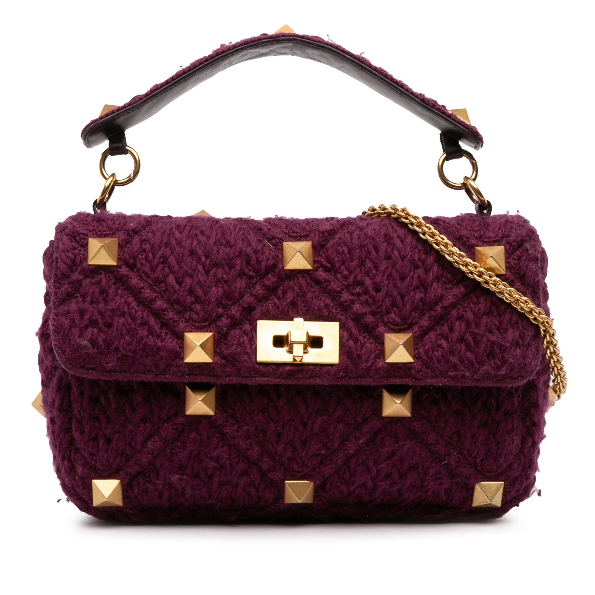 Valentino Large Knit Roman Stud Satchel Size ONE SIZE - 1 Thumbnail