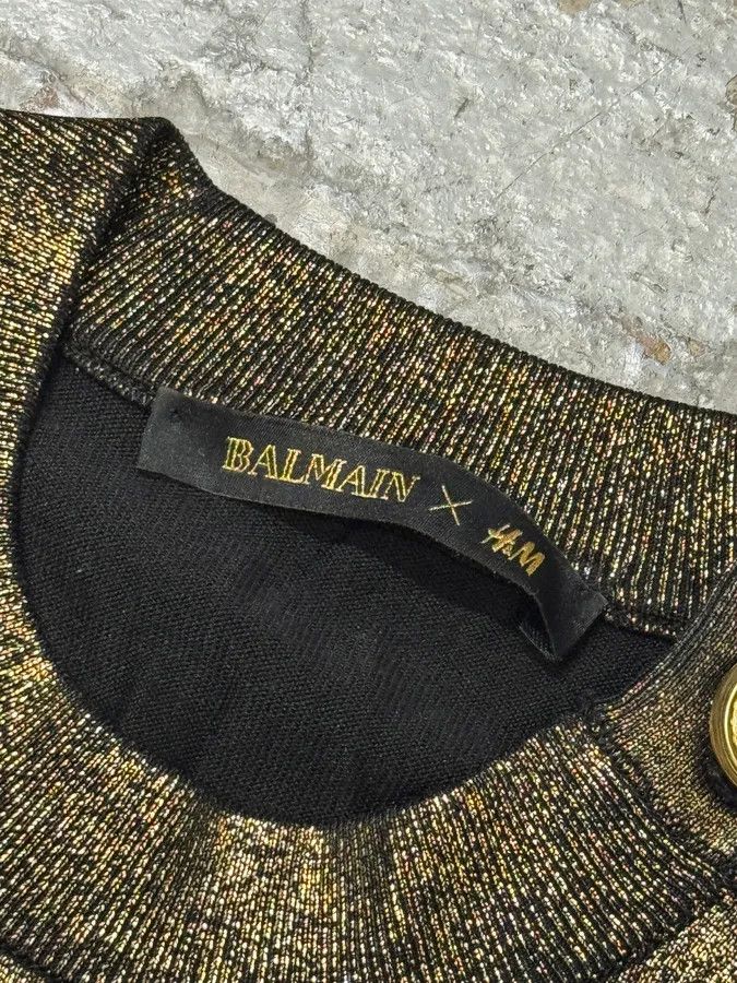Balmain × Designer × Vintage AW2015 Balmain Golden Buttons Shiny Sweater Size S / US 4 / IT 40 - 6 Thumbnail