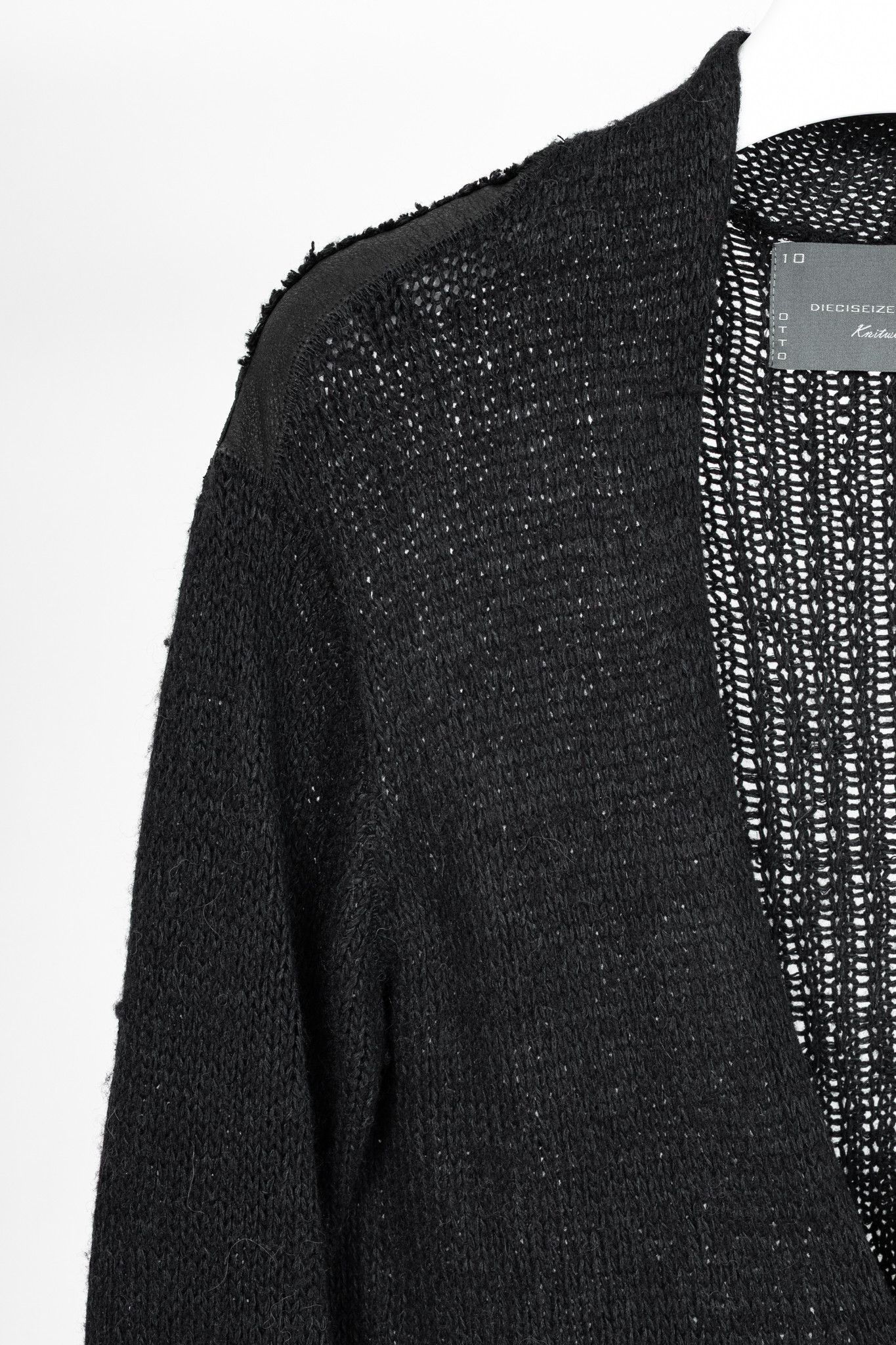 10sei0otto 10sei0otto Black Knit Leather-Trim Cardigan Size US M / EU 48-50 / 2 - 5 Thumbnail