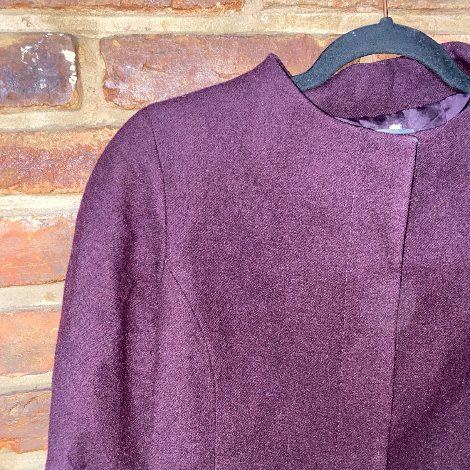 Other Philippe Adec 2 Plum Purple Wool Snap Button Down Jacket 12 Size XL / US 12-14 / IT 48-50 - 2 Thumbnail