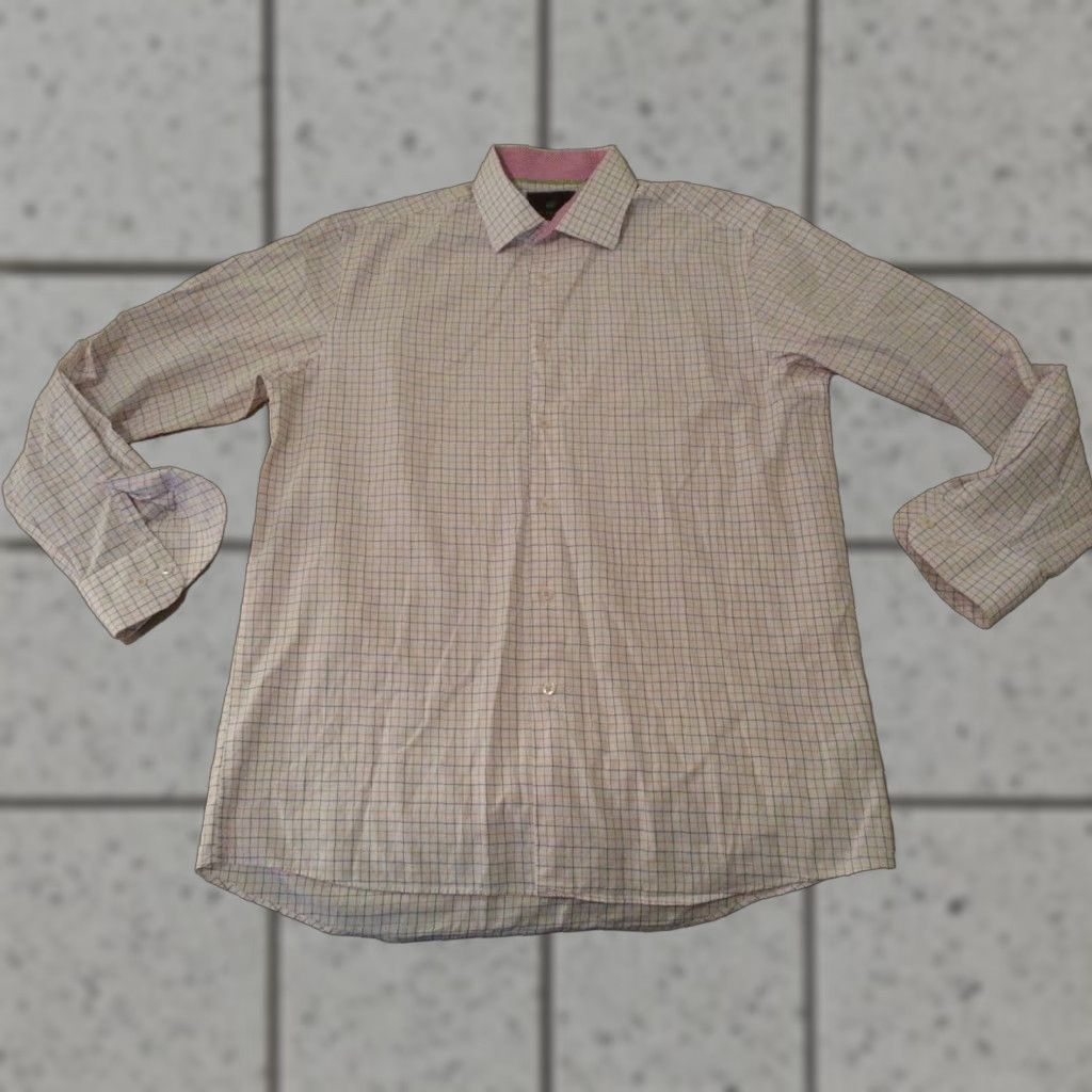 Vintage Mens Tattersall Dress Shirt White 16 1/2 34 35 Cotton Button Shirt Size 42R - 1 Thumbnail