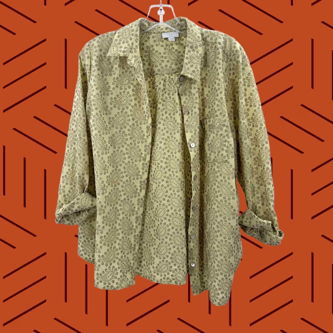 Vintage J Jill Green Button Down Shirt Medium Womens Size M / US 6-8 / IT 42-44 - 1 Thumbnail