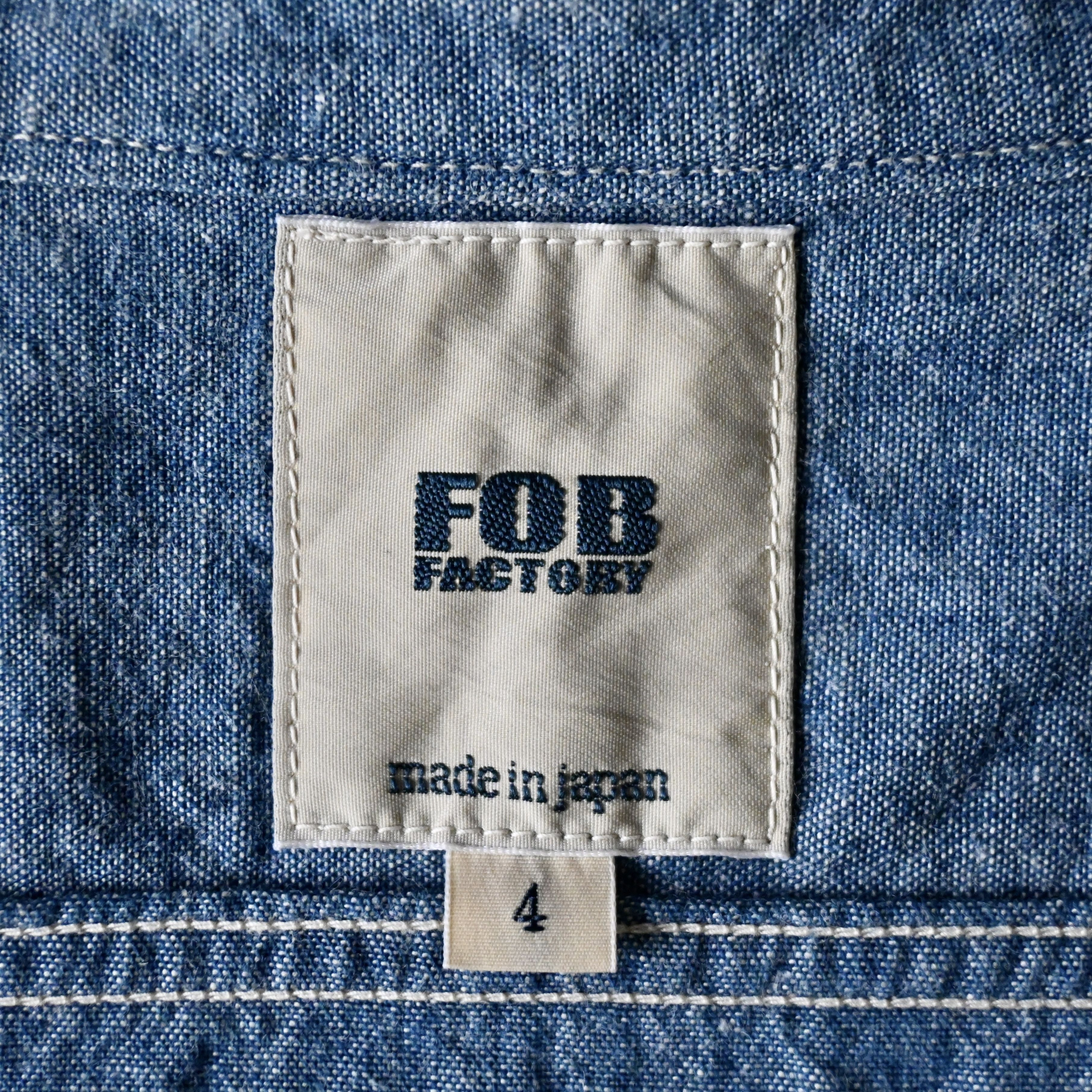 FOB Factory chambray band collar work shirt, made in Japan