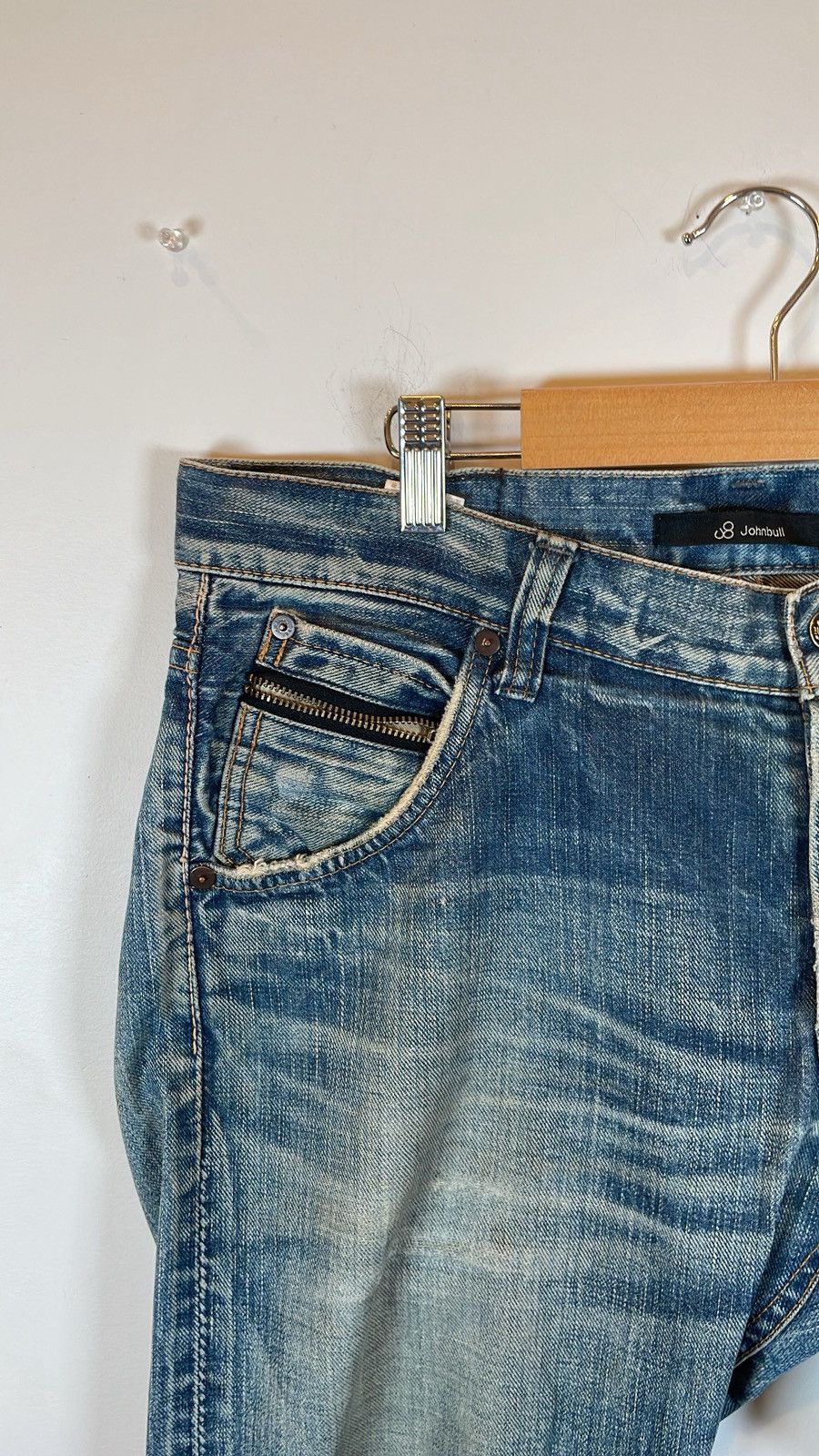 Japanese Brand 1990s Johnbull Distressed Painter Wash Denim –m Size US 31 - 3 Thumbnail