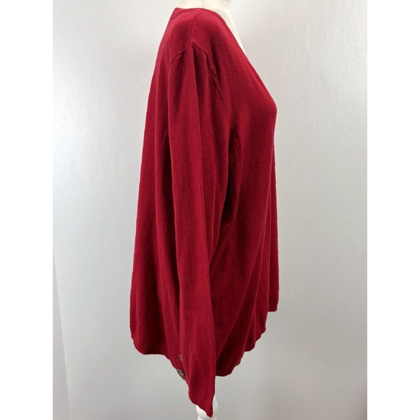 Talbots Talbots Women's Plus Size Tunic Sweater Red V-Neck Long Sleeve Cotton Blend 2X Size XXL / US 16-18 / IT 52-54 - 4 Thumbnail