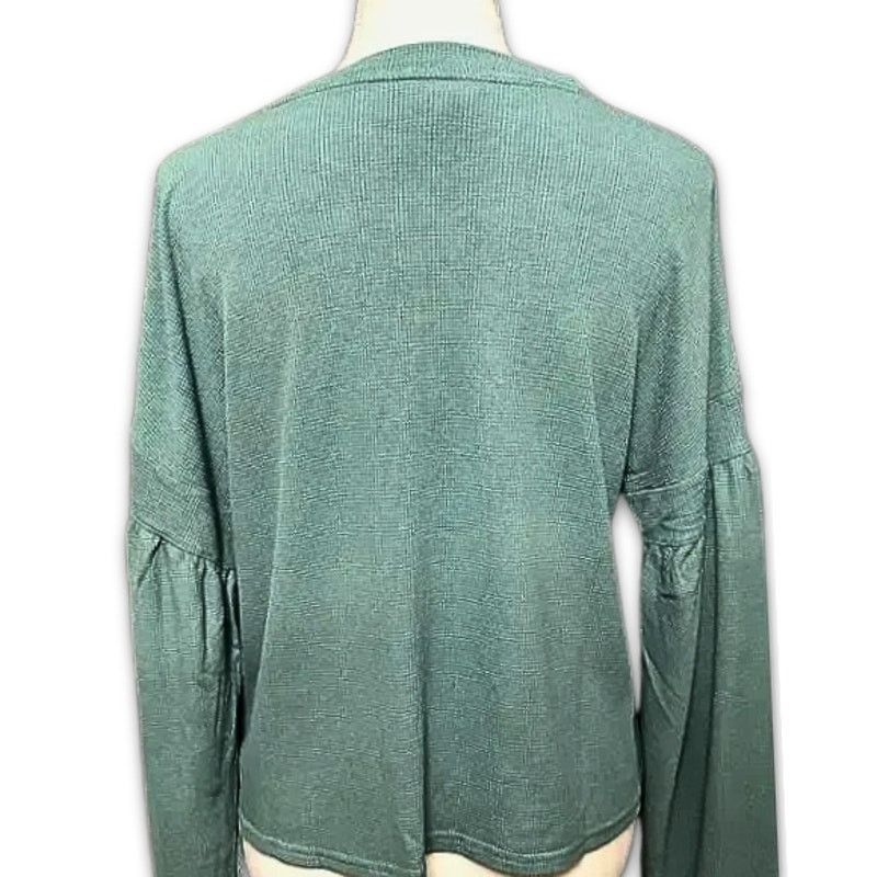 Other Weatherproof Vintage Top Waffle Knit Bishop Sleeve Green NWT Size S / US 4 / IT 40 - 5 Thumbnail