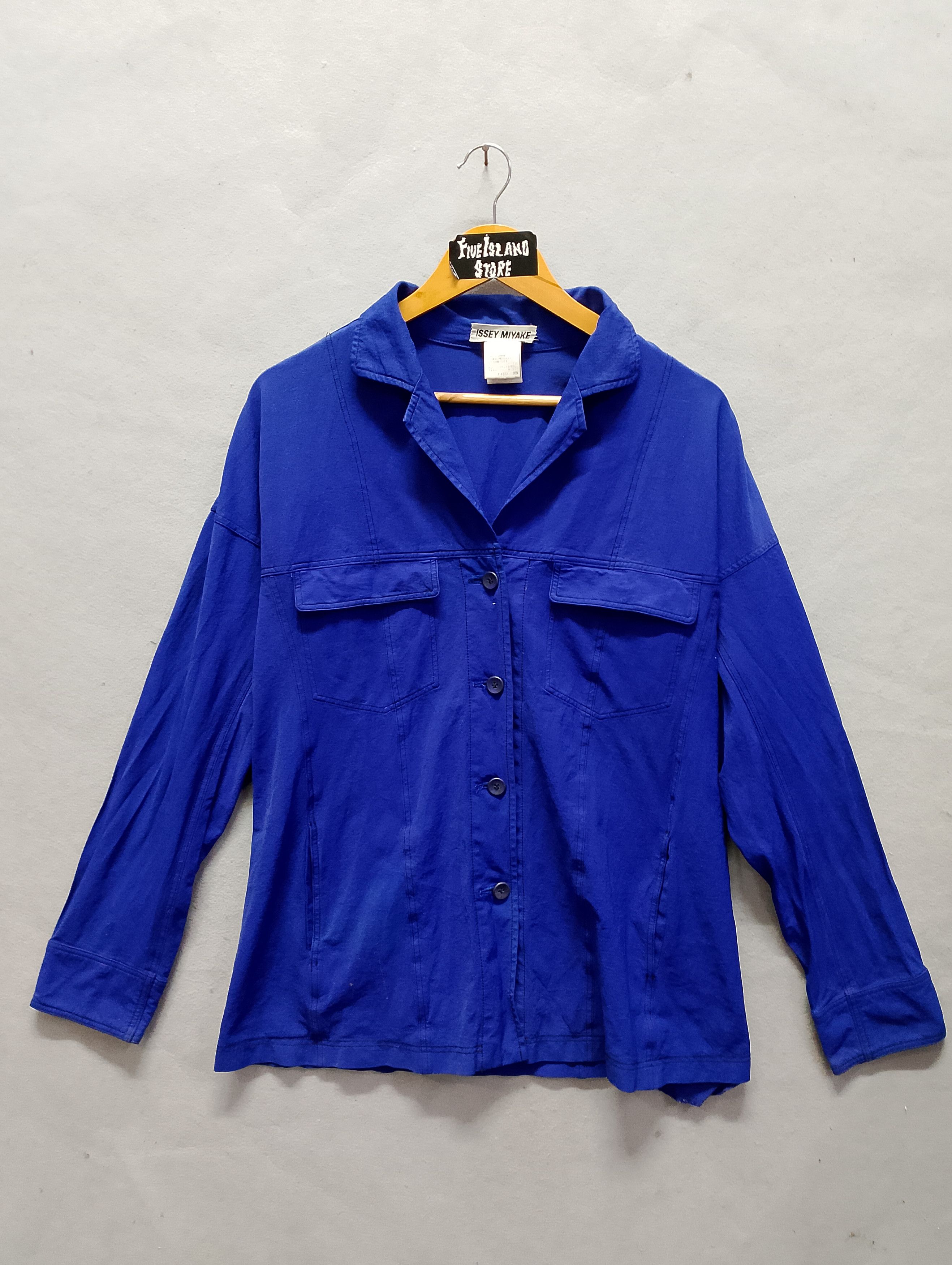 Issey Miyake Vintage Issey Miyake Blue Button-Up Shirt Japan Workwear Size US M / EU 48-50 / 2 - 2 Thumbnail