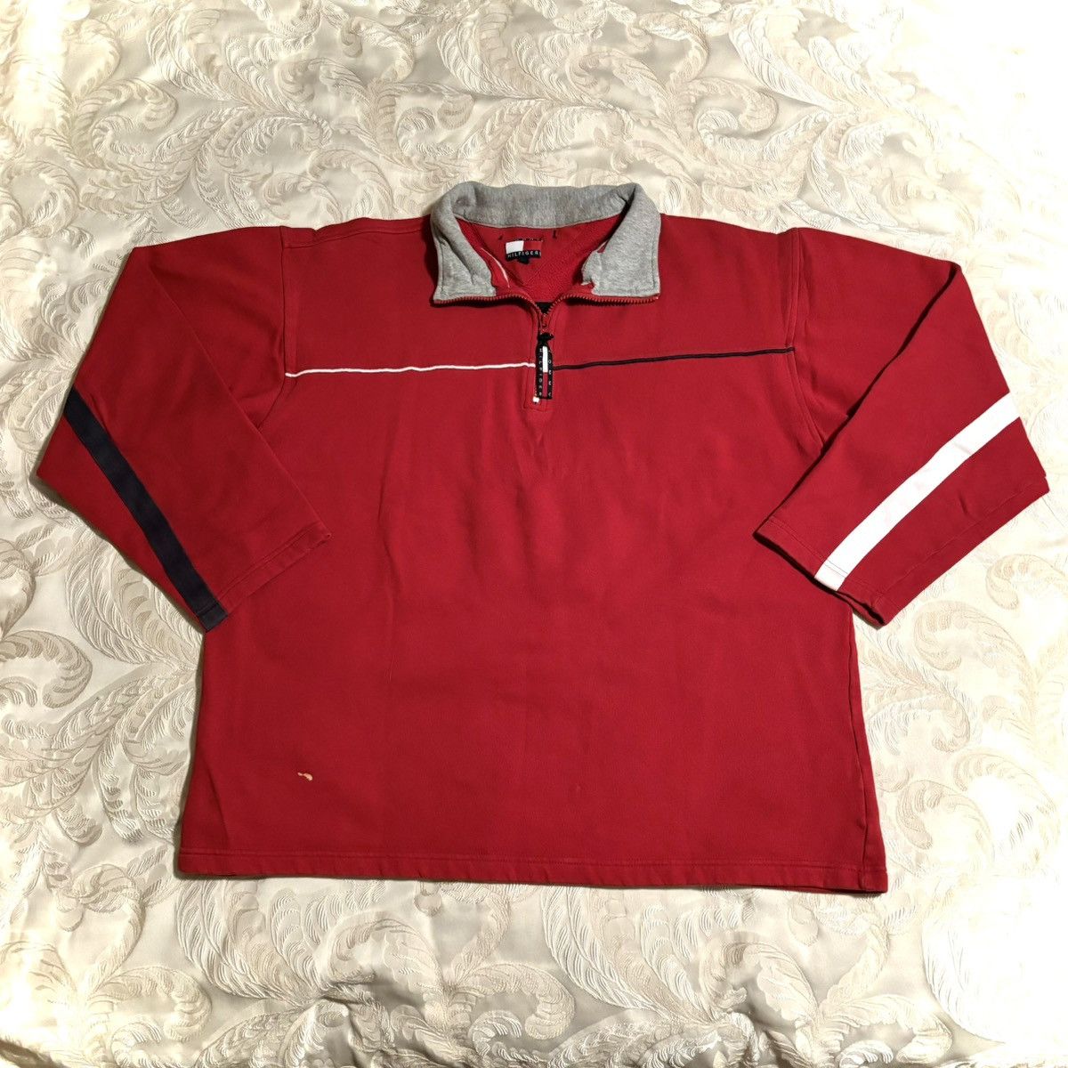 Tommy Hilfiger × Tommy Jeans × Vintage Tommy ¼ Zip Pullover Sweatshirt Jumper Vintage Hilfiger Size US XL / EU 56 / 4 - 1 Thumbnail
