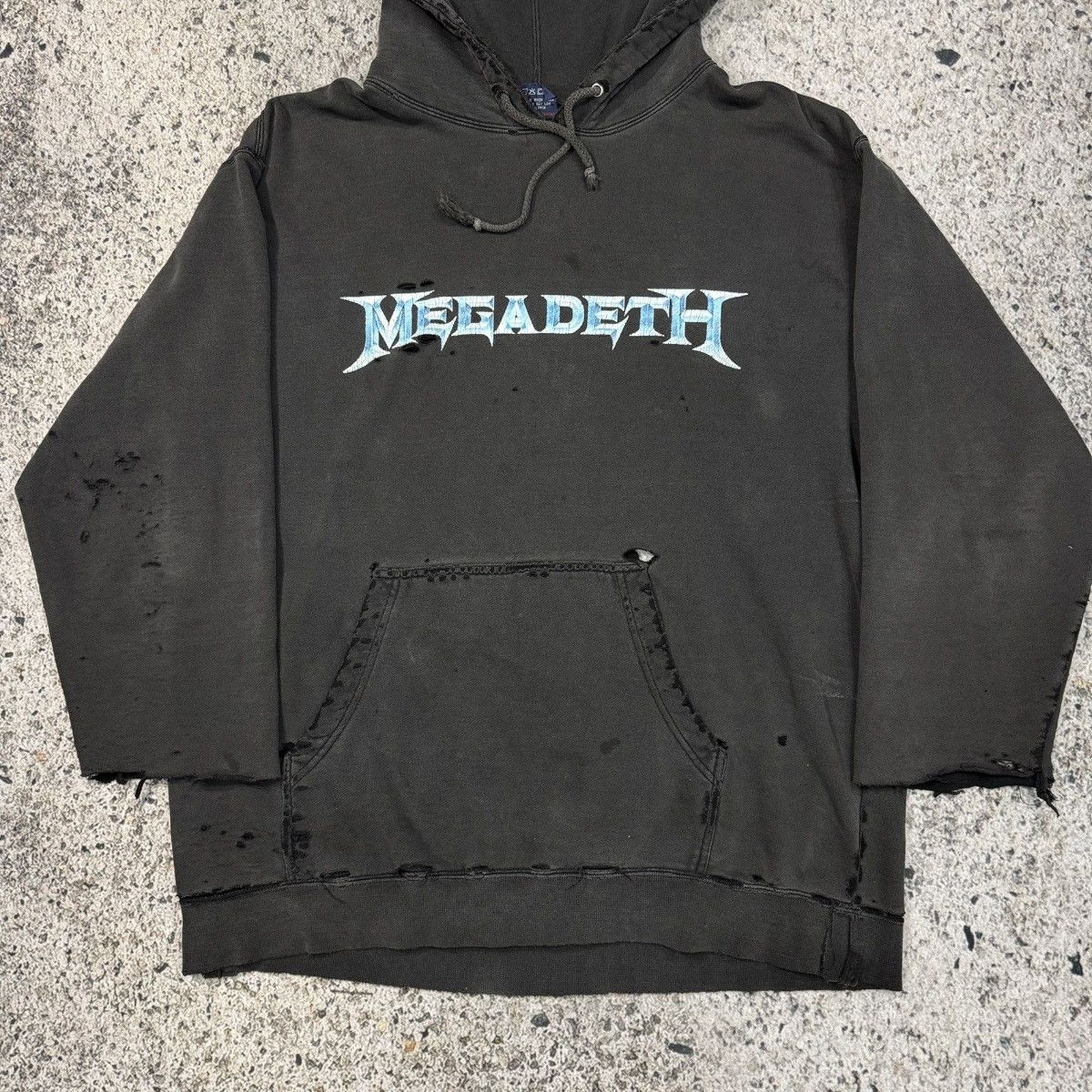 Vintage Megadeth Faded Thrashed Distressed Metal Hoodie ERD Grunge Size US L / EU 52-54 / 3 - 4 Thumbnail