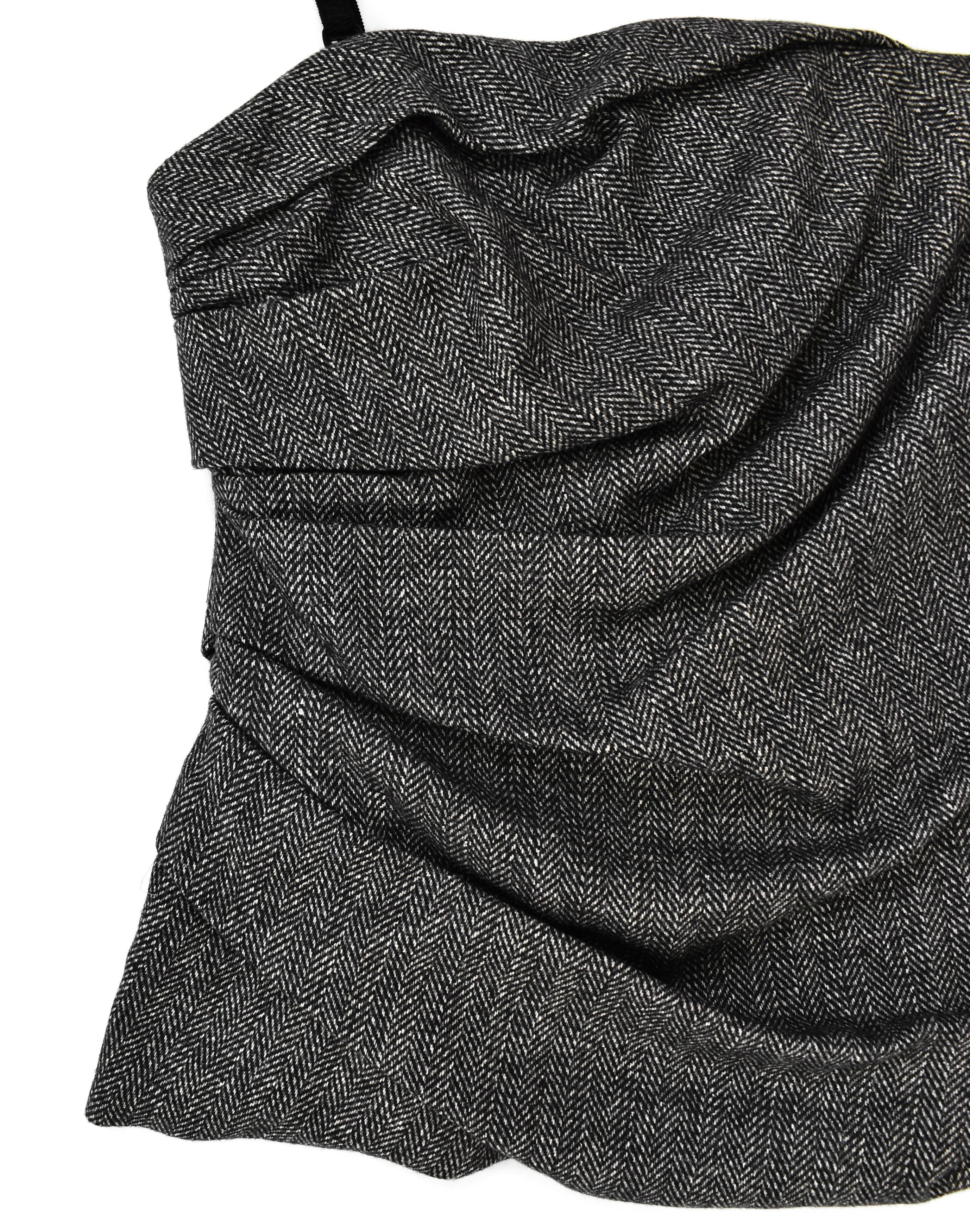 Dolce & Gabbana NWT! DOLCE GABBANA Wool Tweed Drapery Corset Strap Tank Top Size M / US 6-8 / IT 42-44 - 7 Thumbnail