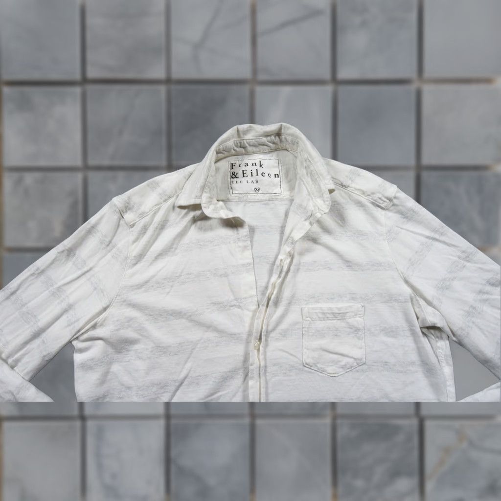Frank & Eileen Frank & Eileen Shirt Womens XS White Button-Up Jersey Striped Long Sleeve Casual Vintage: No Size XS / US 0-2 / IT 36-38 - 1 Thumbnail